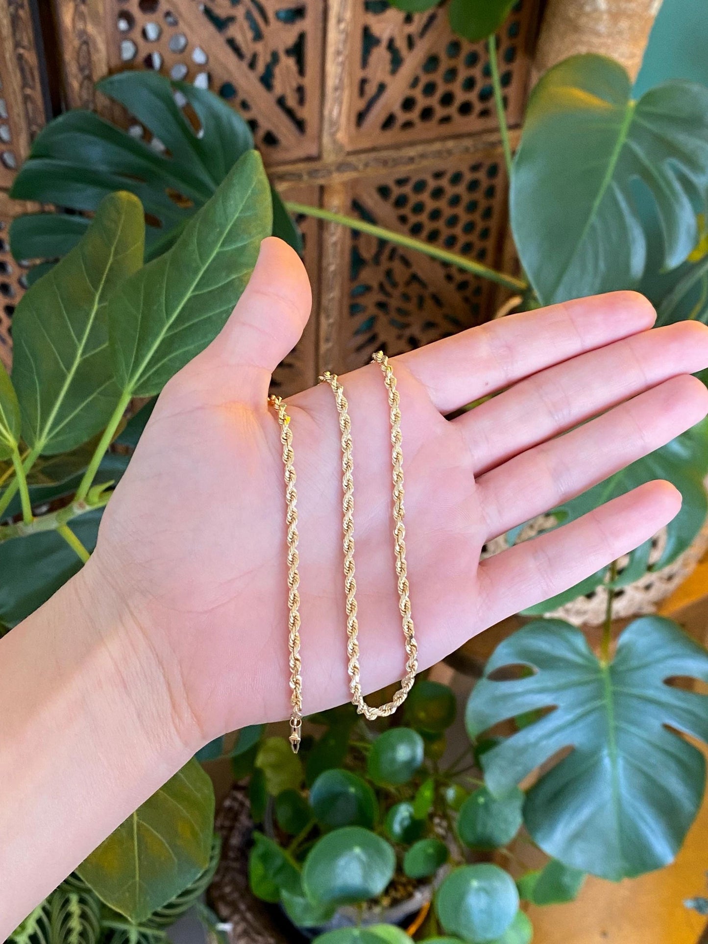 Vintage Solid 14k Yellow Gold Rope Chain Necklace - 20 inches