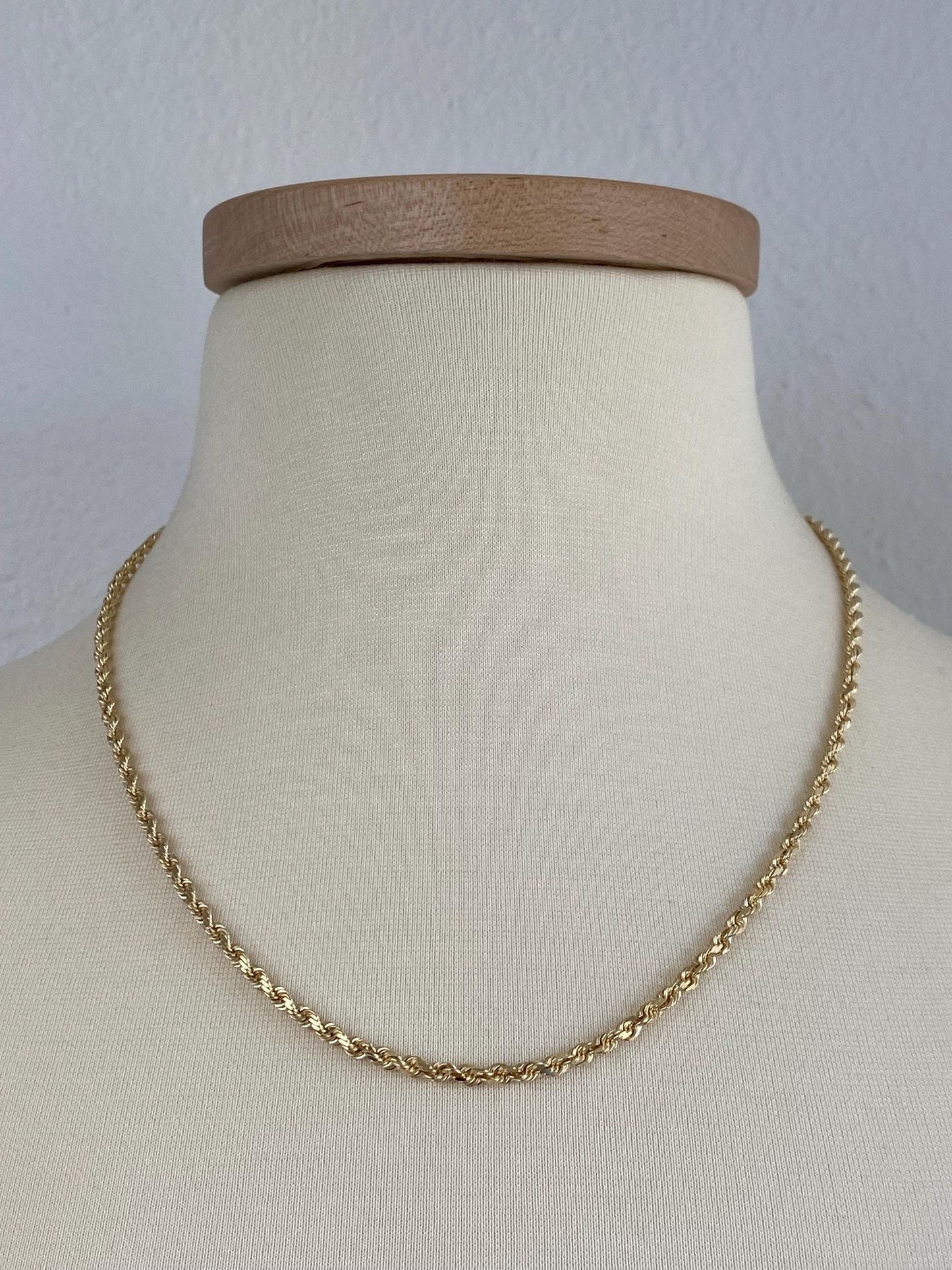 Vintage Solid 14k Yellow Gold Rope Chain Necklace - 20 inches