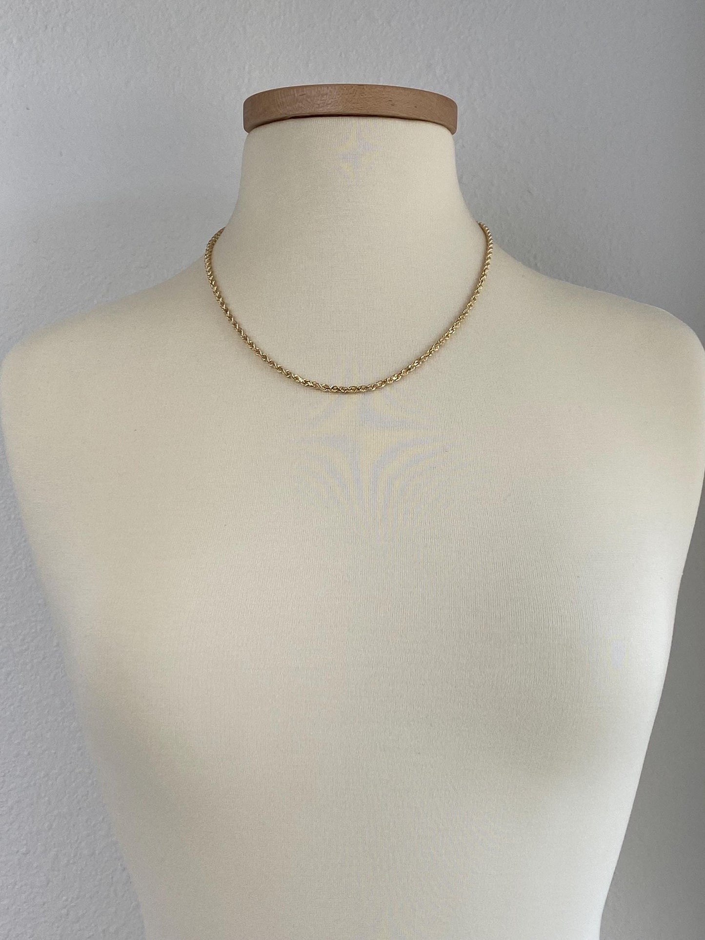 Vintage Solid 14k Yellow Gold Rope Chain Necklace - 20 inches