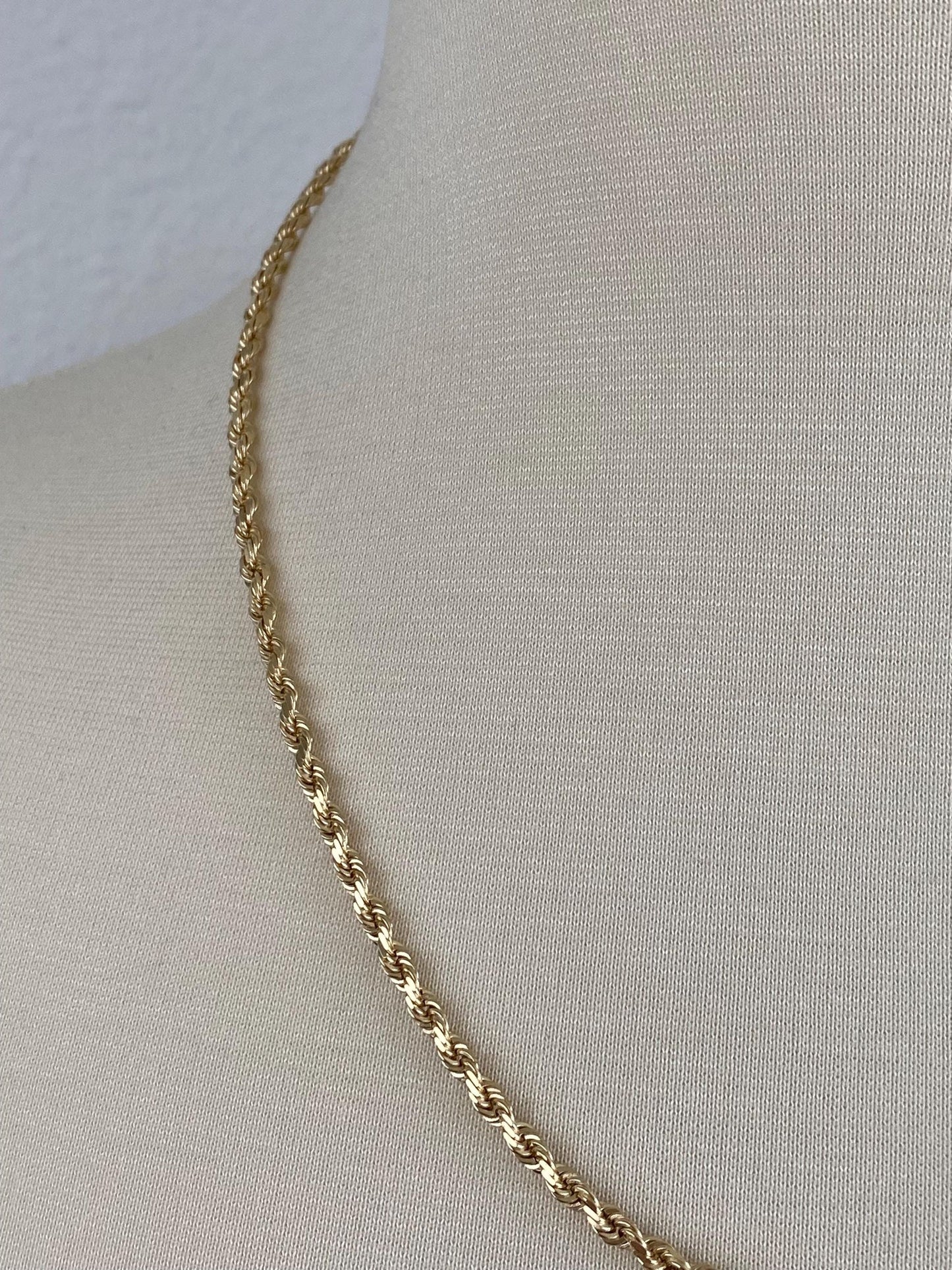 Vintage Solid 14k Yellow Gold Rope Chain Necklace - 20 inches