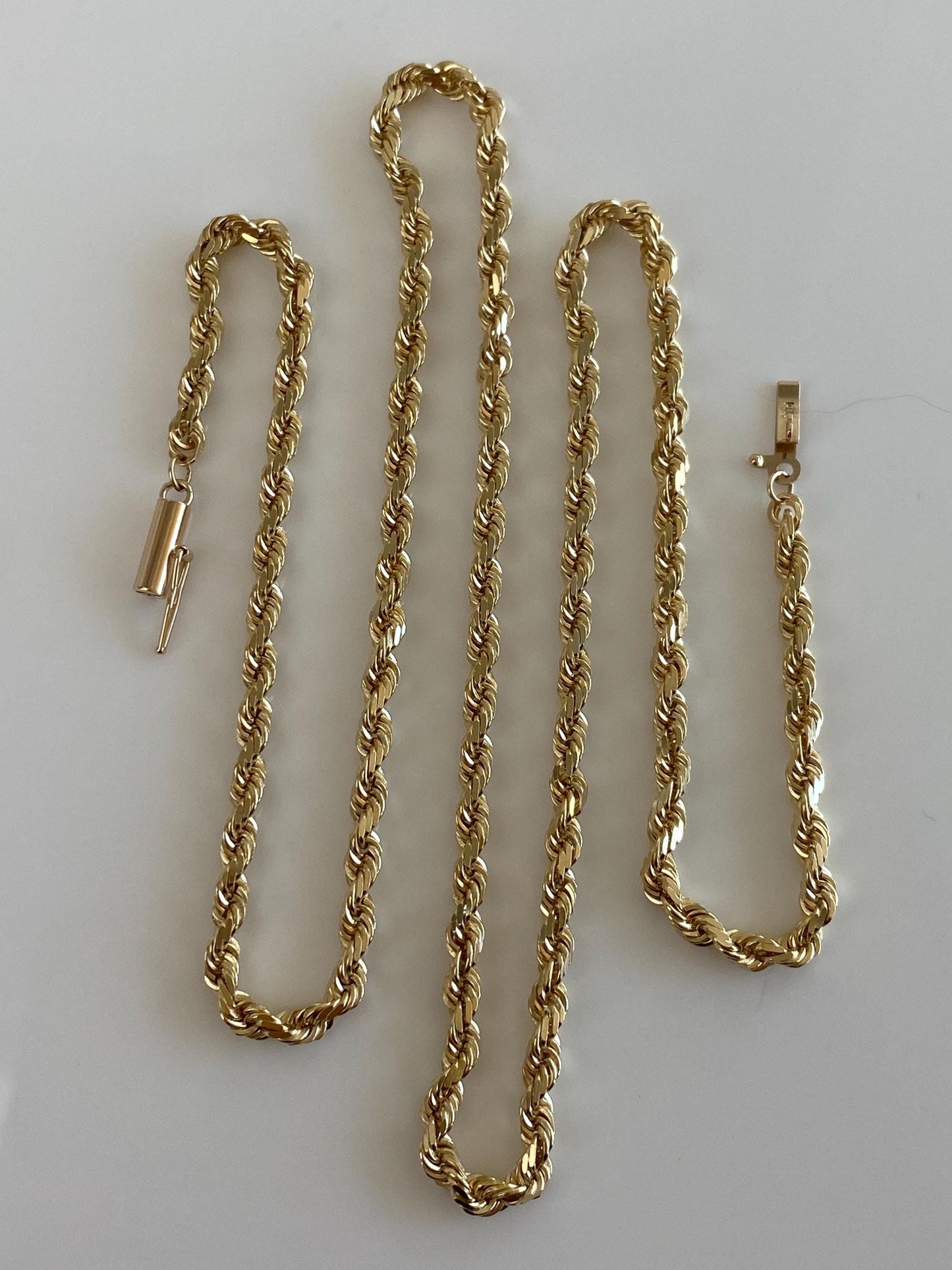 Vintage Solid 14k Yellow Gold Rope Chain Necklace - 20 inches