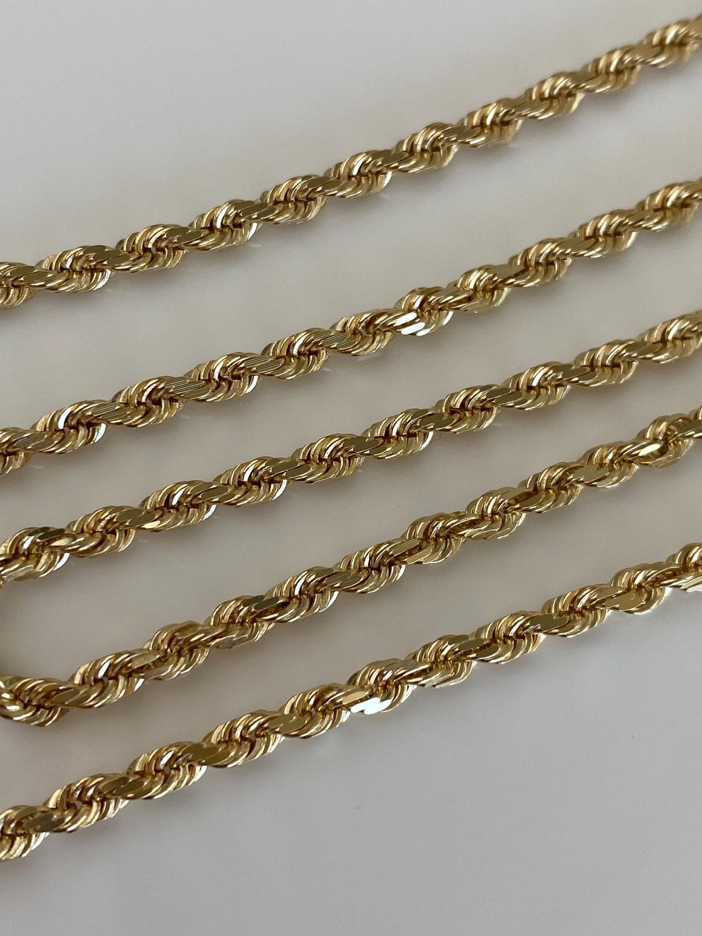 Vintage Solid 14k Yellow Gold Rope Chain Necklace - 20 inches