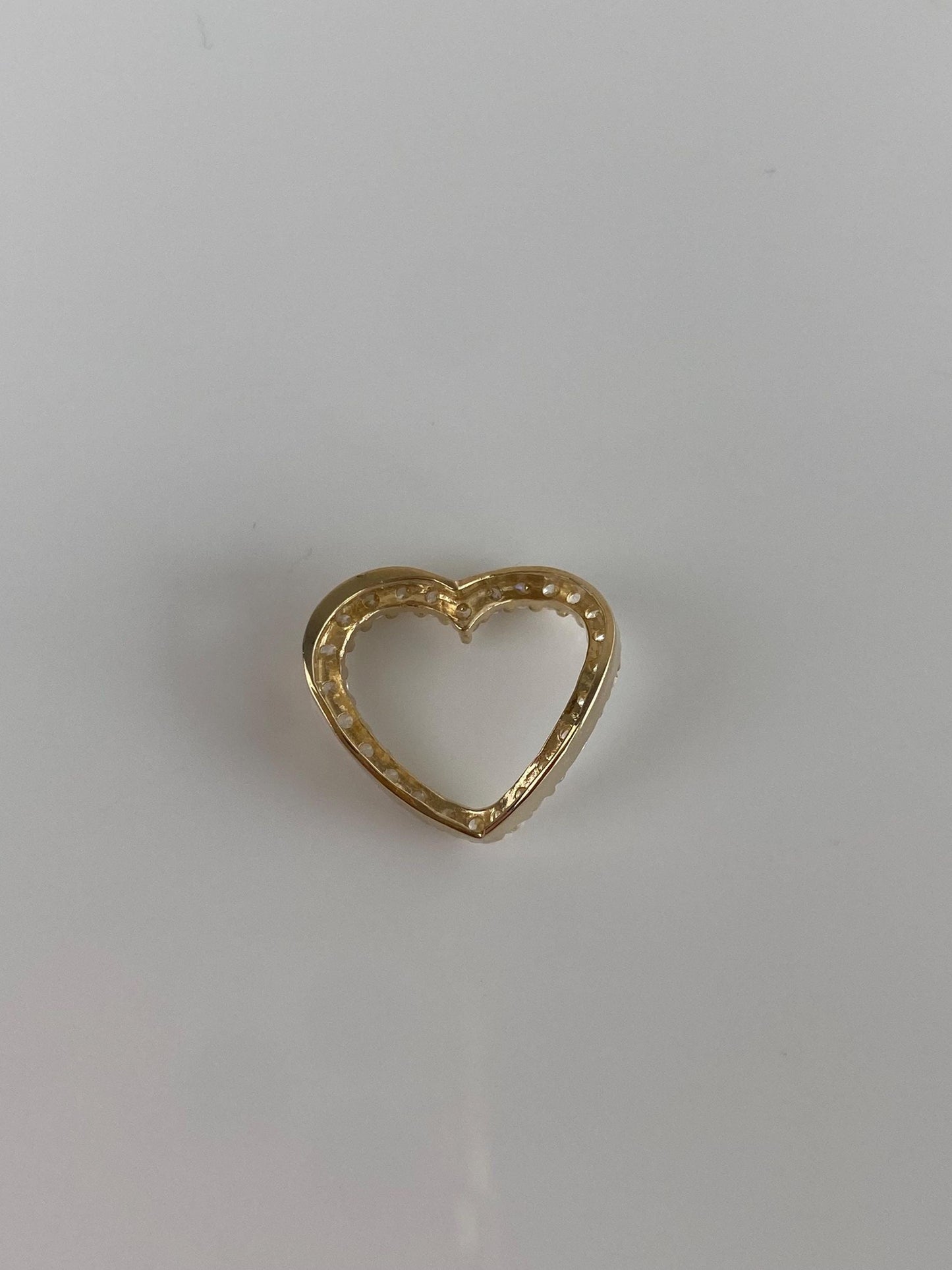Vintage Solid 14k Yellow Gold Clear Cubic Zirconia Heart Charm