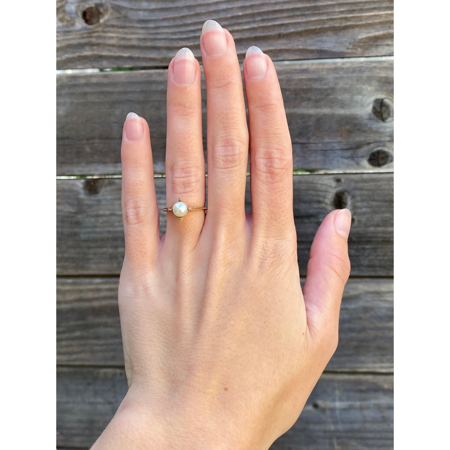 Vintage Solid 10k Yellow Gold Pearl Ring - Size 4.75