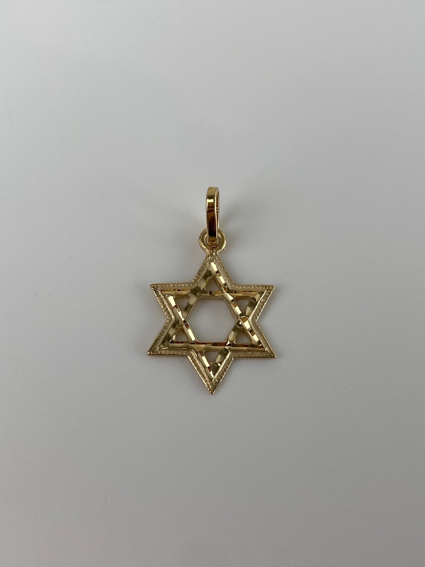 Vintage Solid 14k Yellow Gold Diamond Cut Star of David Charm