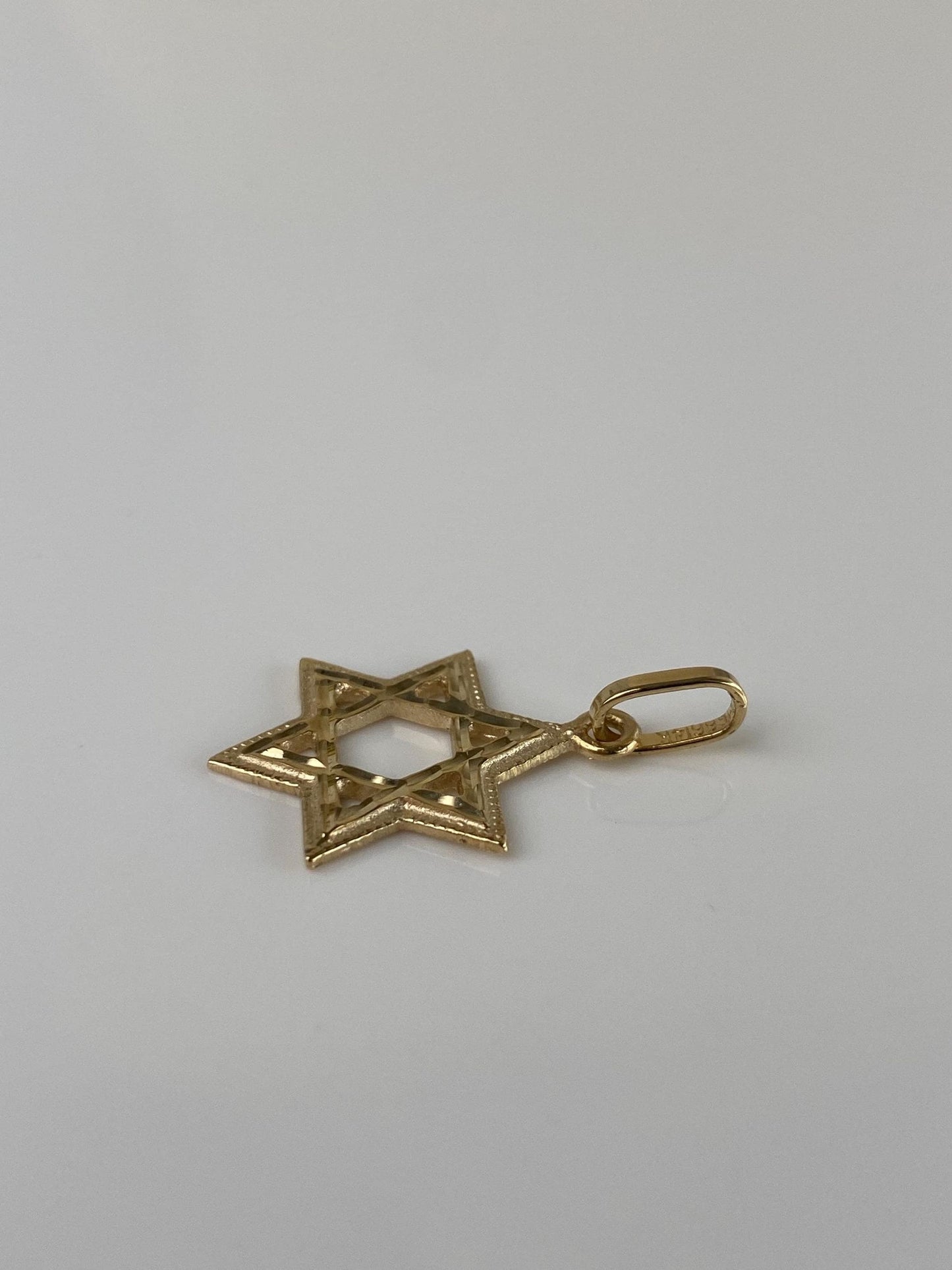 Vintage Solid 14k Yellow Gold Diamond Cut Star of David Charm