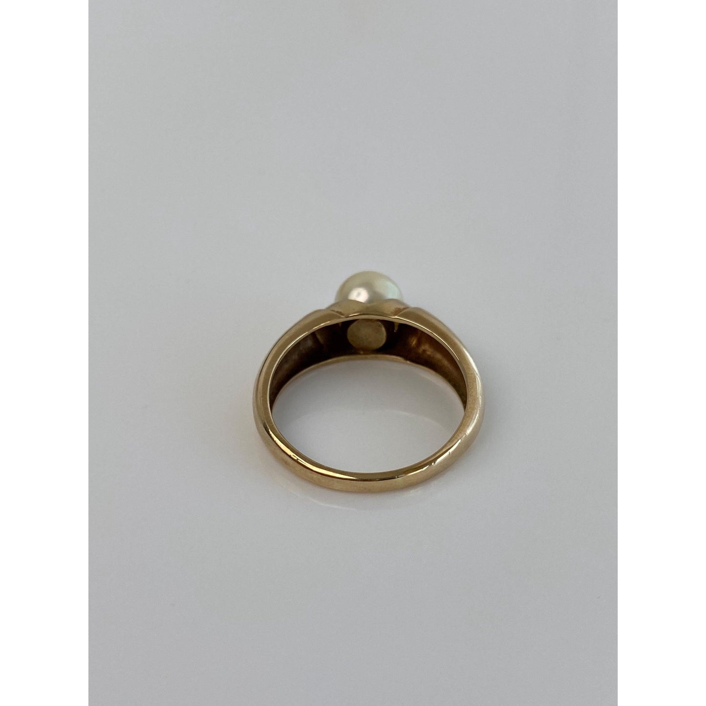 Vintage Solid 10k Yellow Gold Pearl Ring - Size 7.5