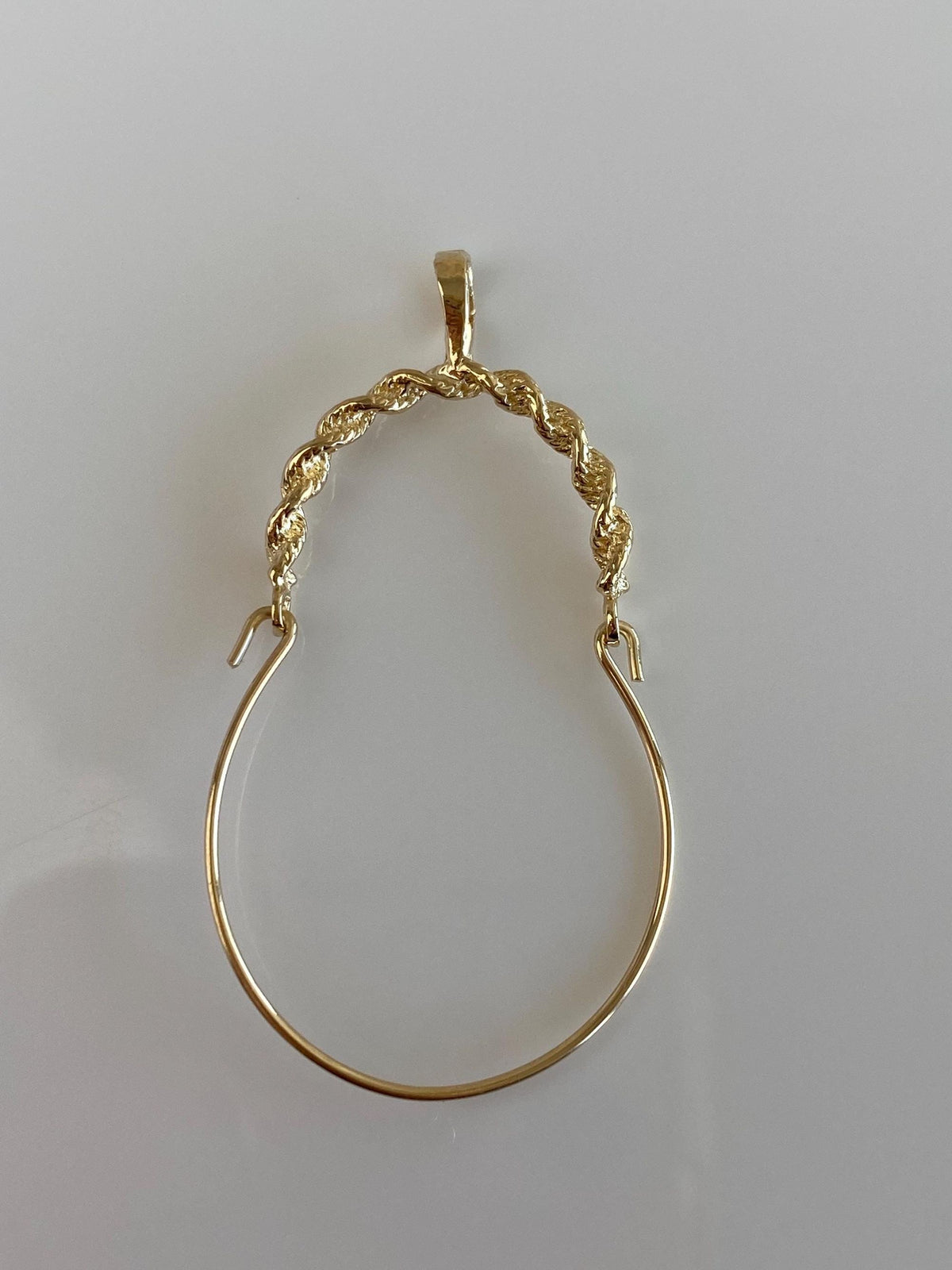 Vintage Solid 14k Yellow Gold Rope Chain Charm Holder Charm