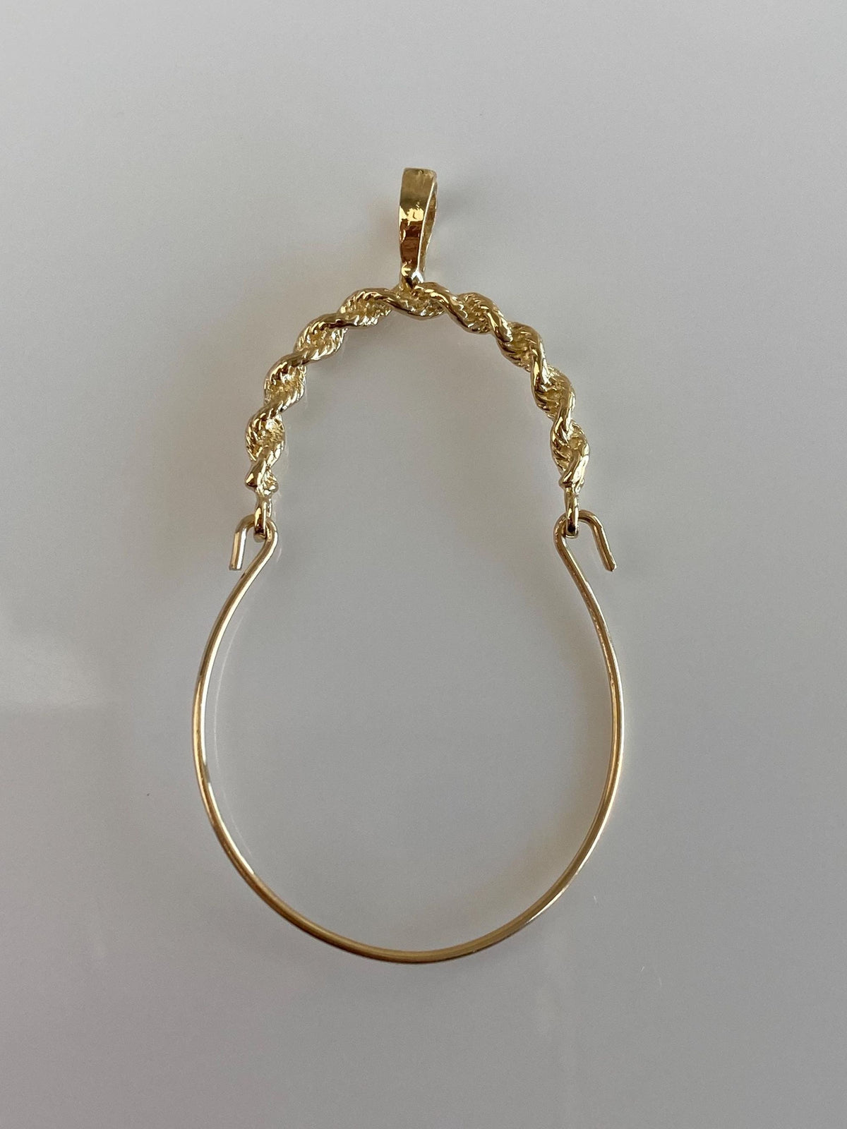 Vintage Solid 14k Yellow Gold Rope Chain Charm Holder Charm