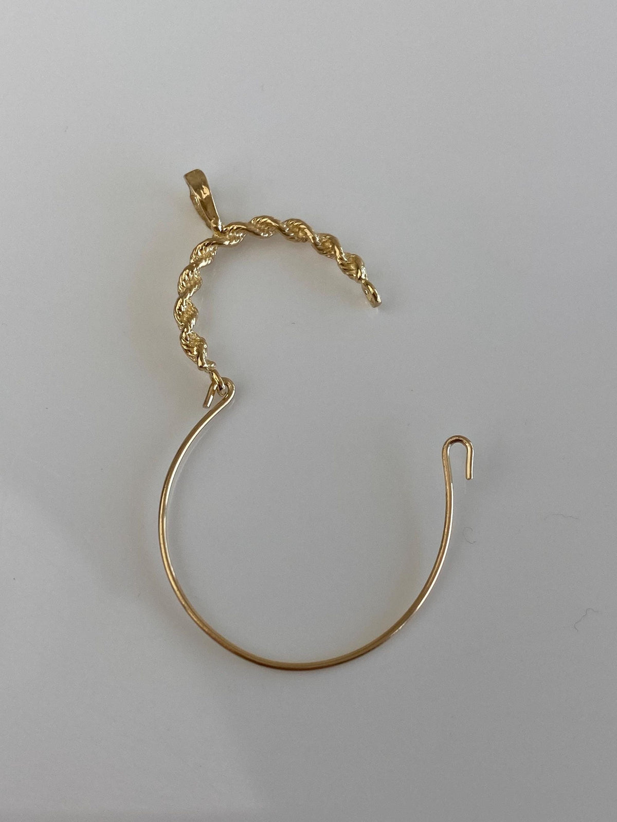 Vintage Solid 14k Yellow Gold Rope Chain Charm Holder Charm
