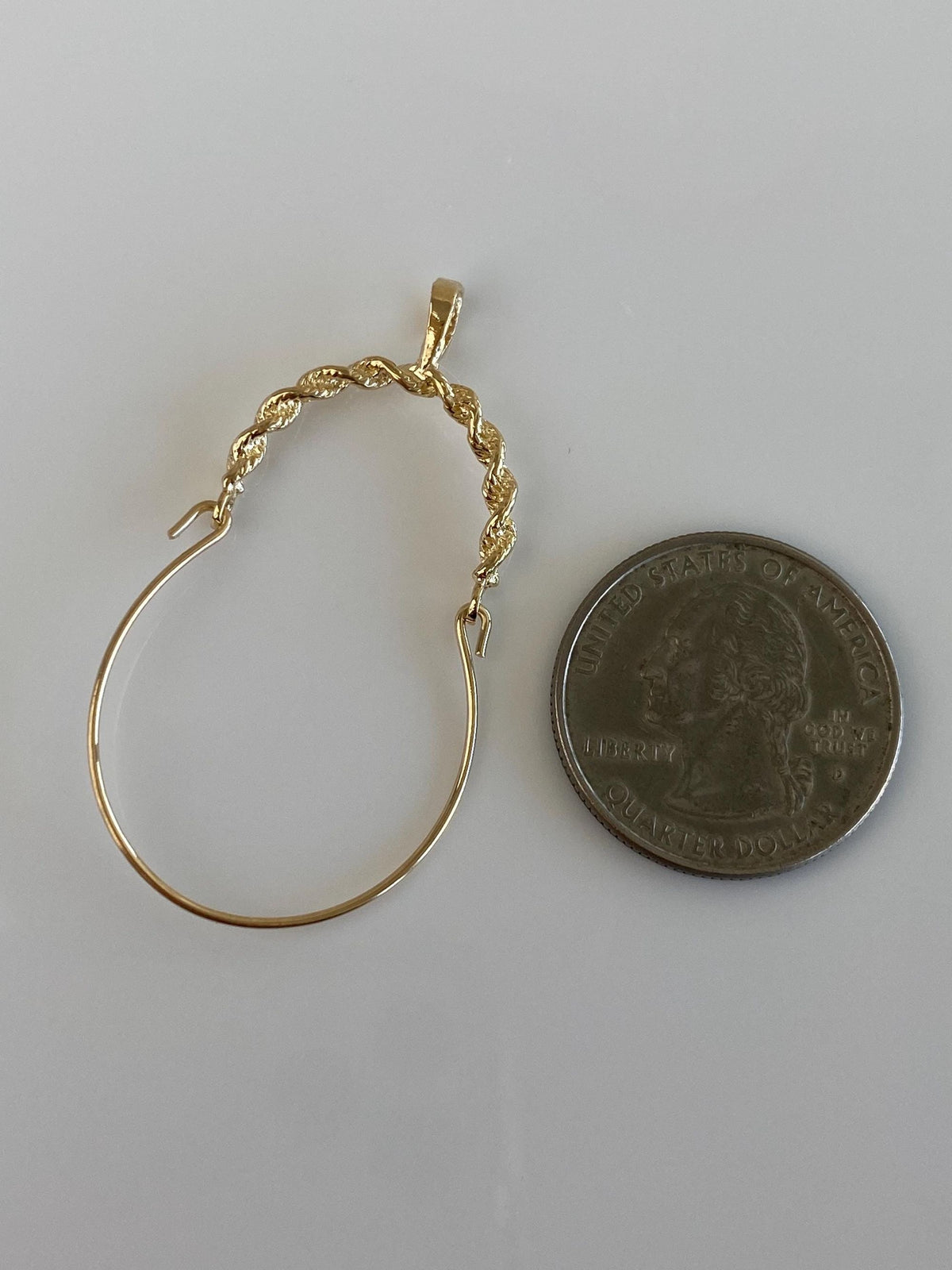 Vintage Solid 14k Yellow Gold Rope Chain Charm Holder Charm