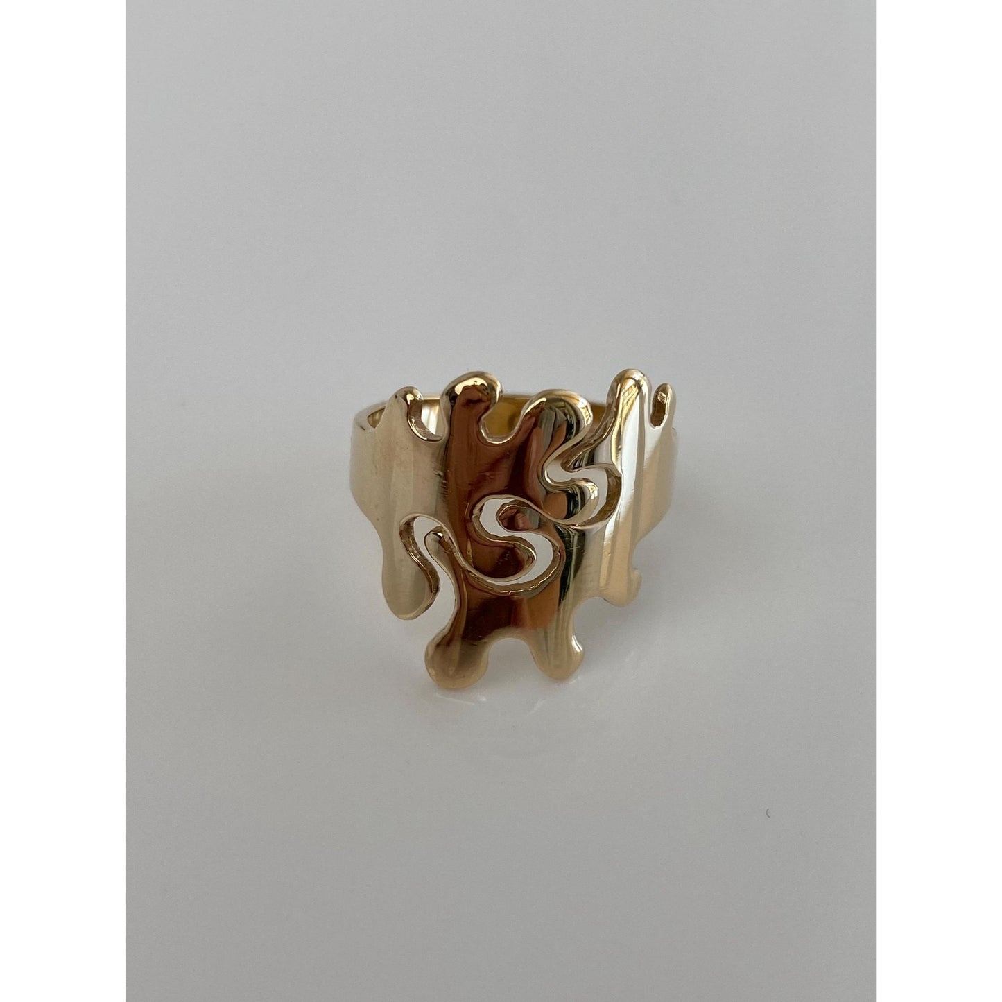 Vintage Solid 14k Yellow Gold Puzzle Piece Ring - Size 7.75
