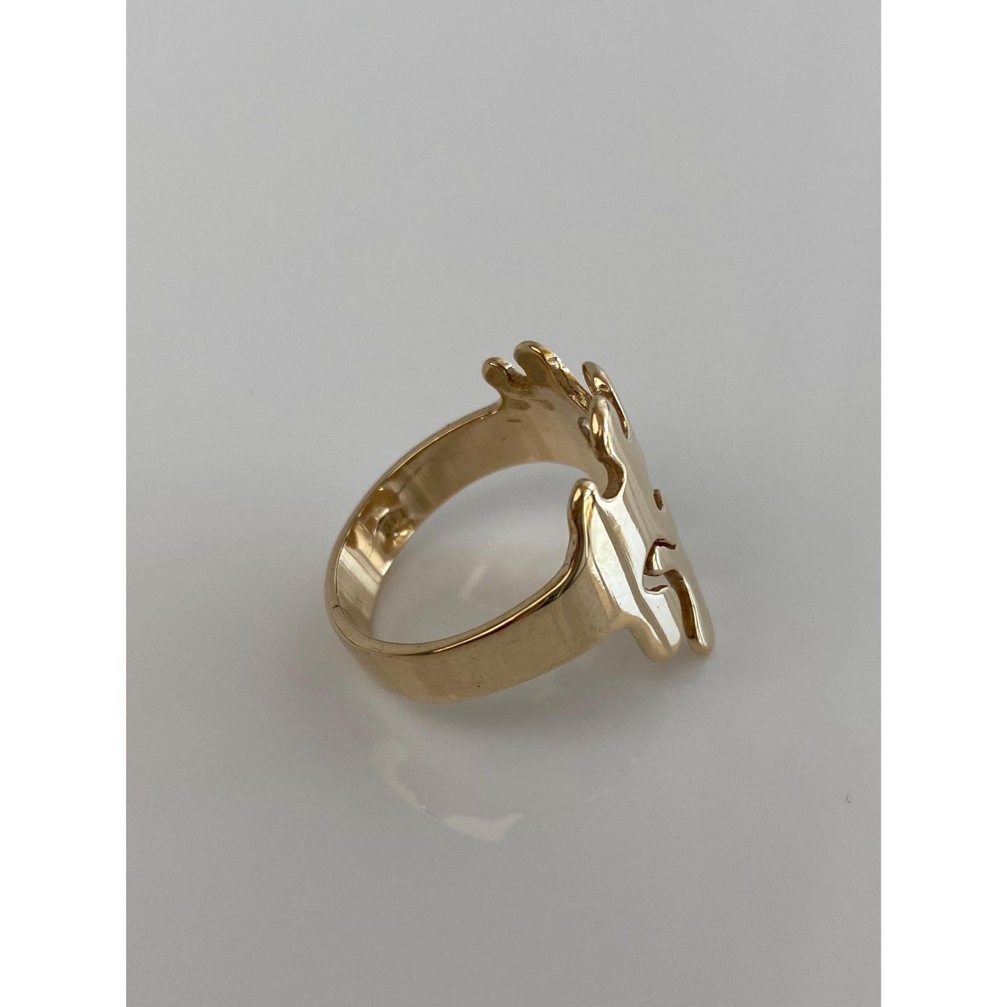 Vintage Solid 14k Yellow Gold Puzzle Piece Ring - Size 7.75
