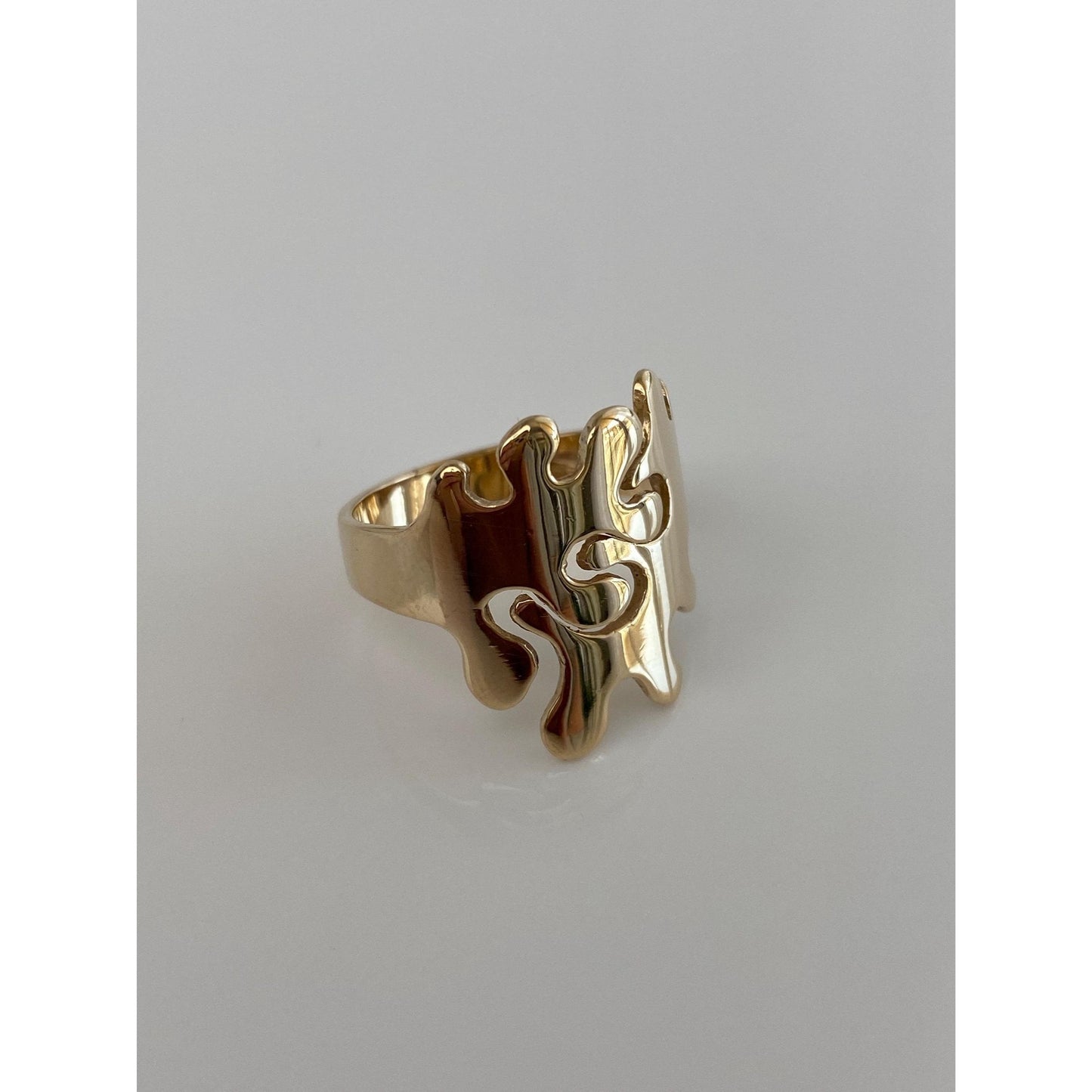 Vintage Solid 14k Yellow Gold Puzzle Piece Ring - Size 7.75