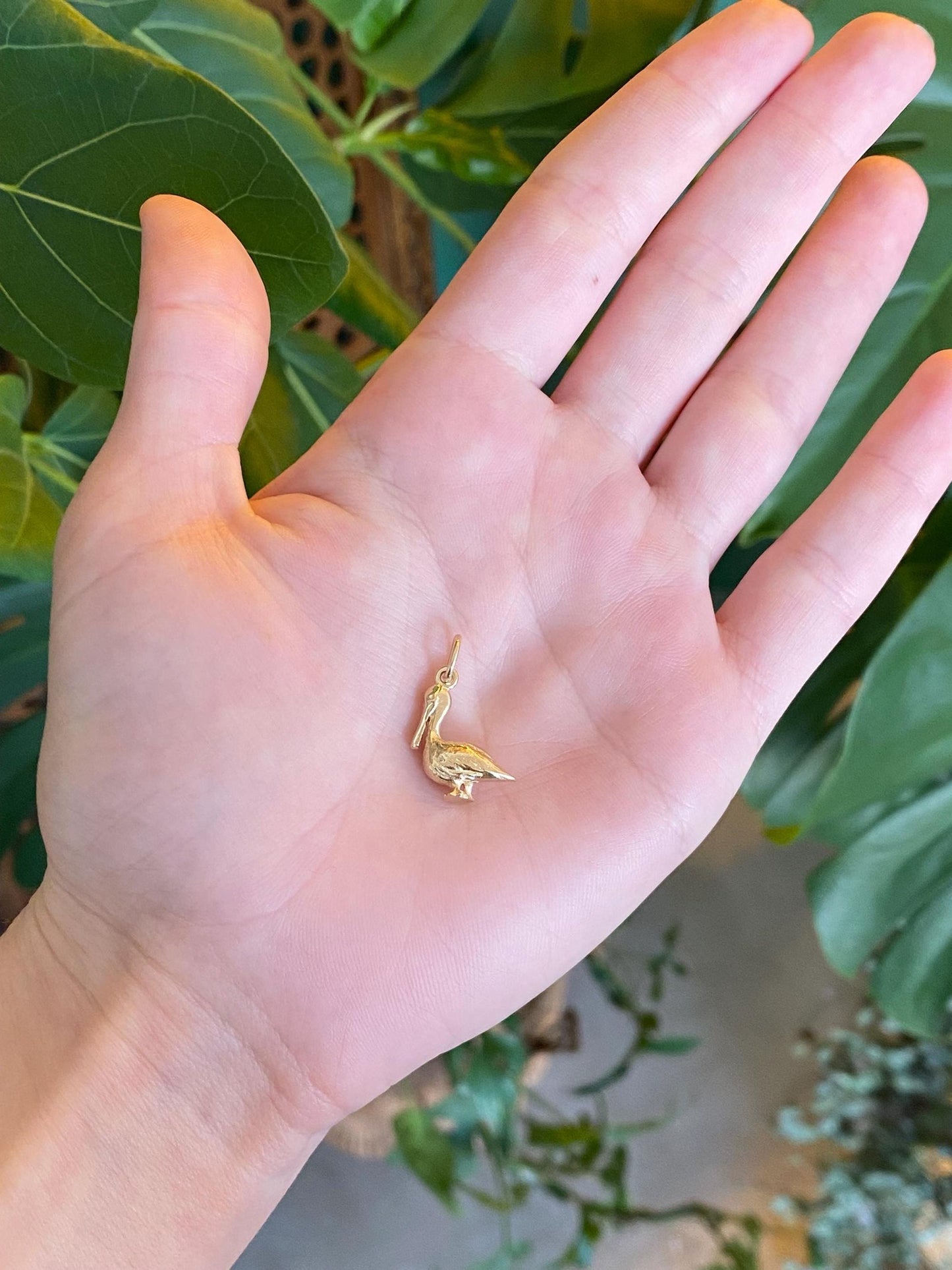 Vintage Solid 14k Yellow Gold Pelican Charm