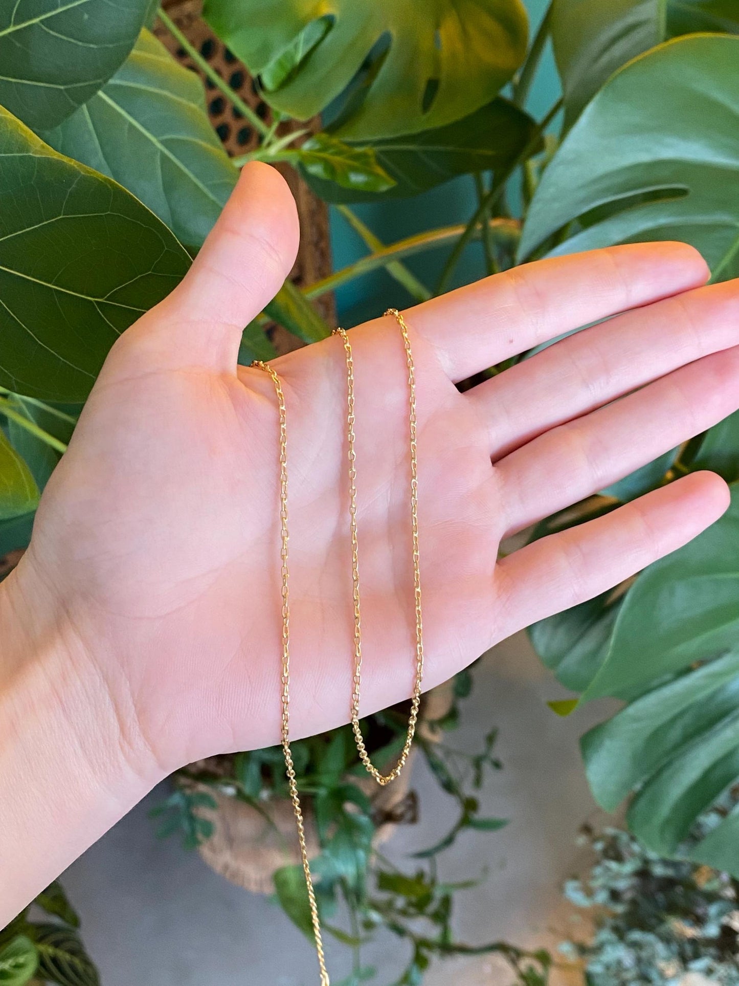 Vintage Solid 18k Yellow Gold Cable Biker Link Chain Necklace - 26 inches