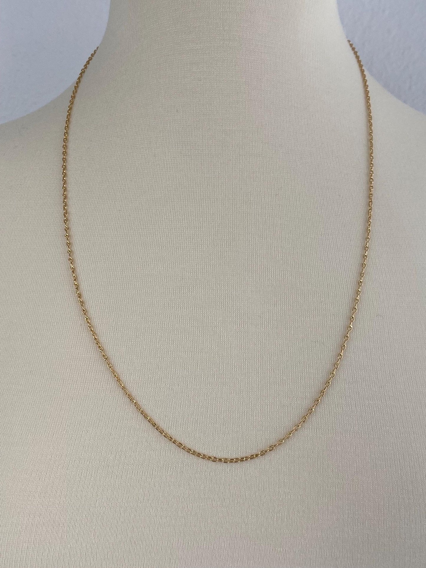 Vintage Solid 18k Yellow Gold Cable Biker Link Chain Necklace - 26 inches