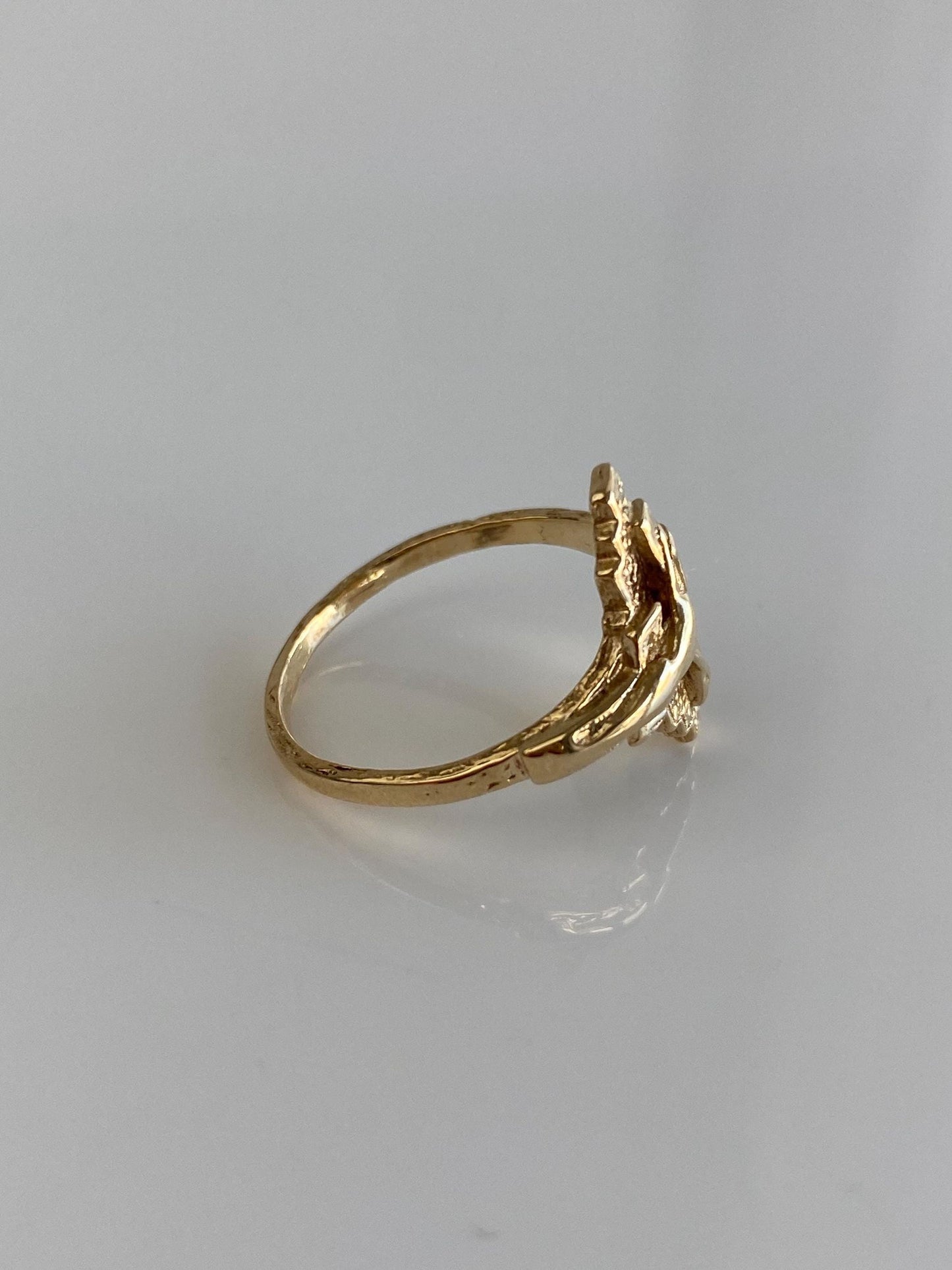 Vintage Solid 10k Yellow Gold Crucifix Cross Ring - Size 6.25