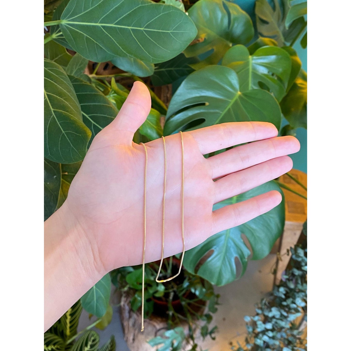 Vintage Solid 14k Yellow Gold Long Snake Chain Necklace - 24 inches