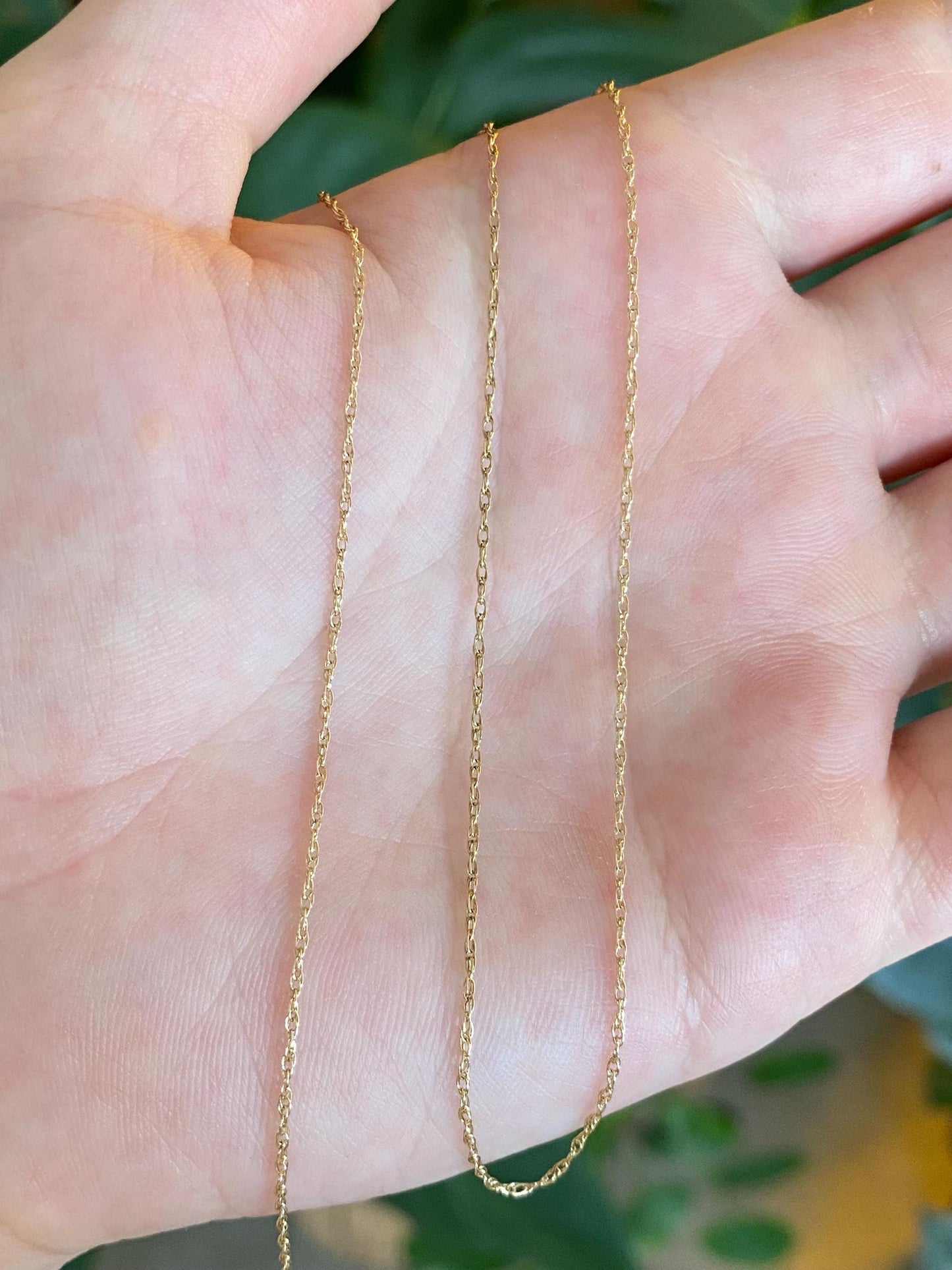 Vintage Solid 14k Yellow Gold Dainty Chain Necklace - 17 inches