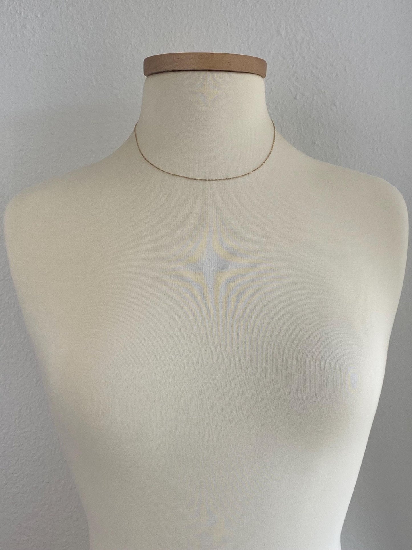 Vintage Solid 14k Yellow Gold Dainty Chain Necklace - 17 inches