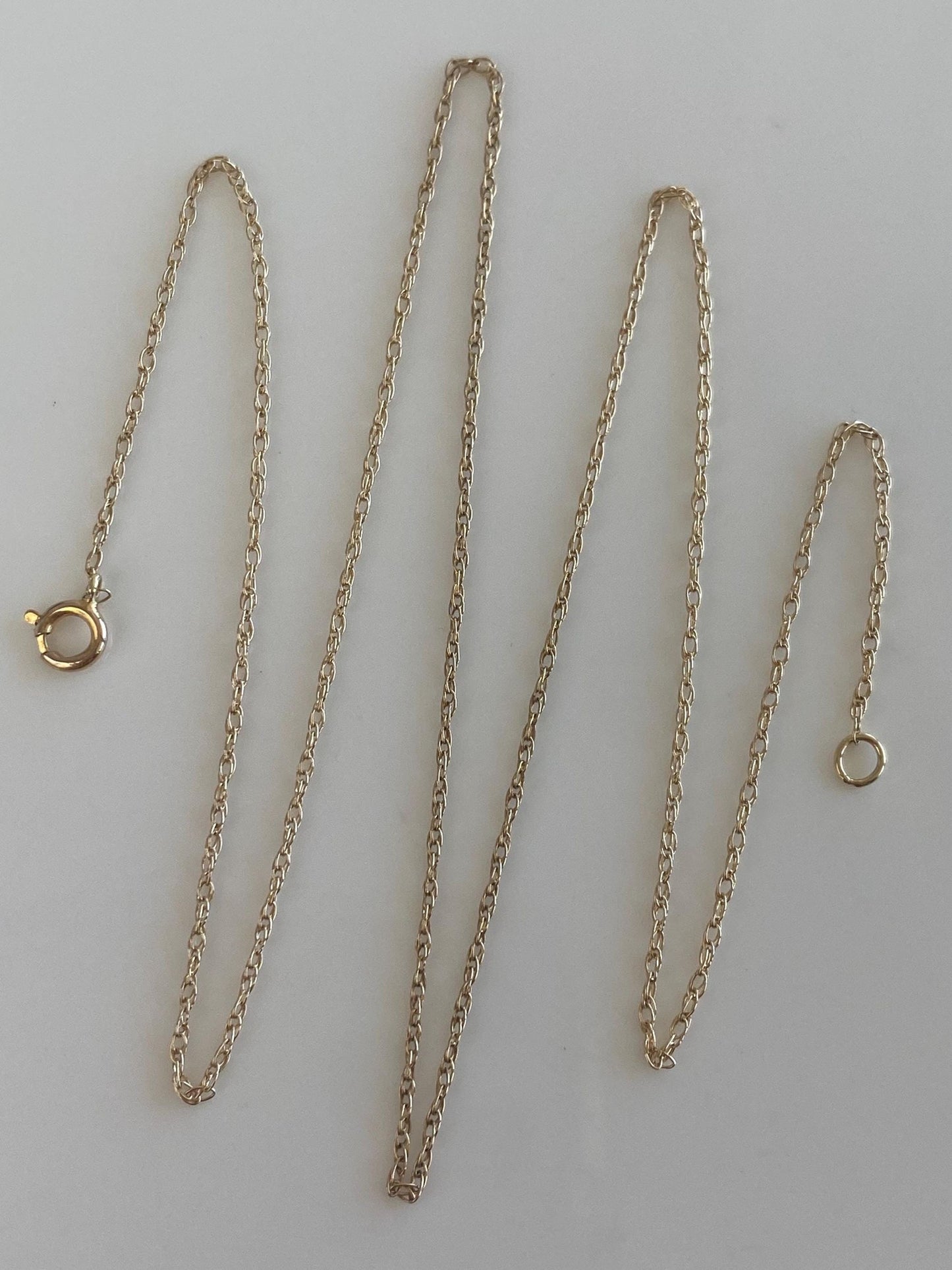 Vintage Solid 14k Yellow Gold Dainty Chain Necklace - 17 inches