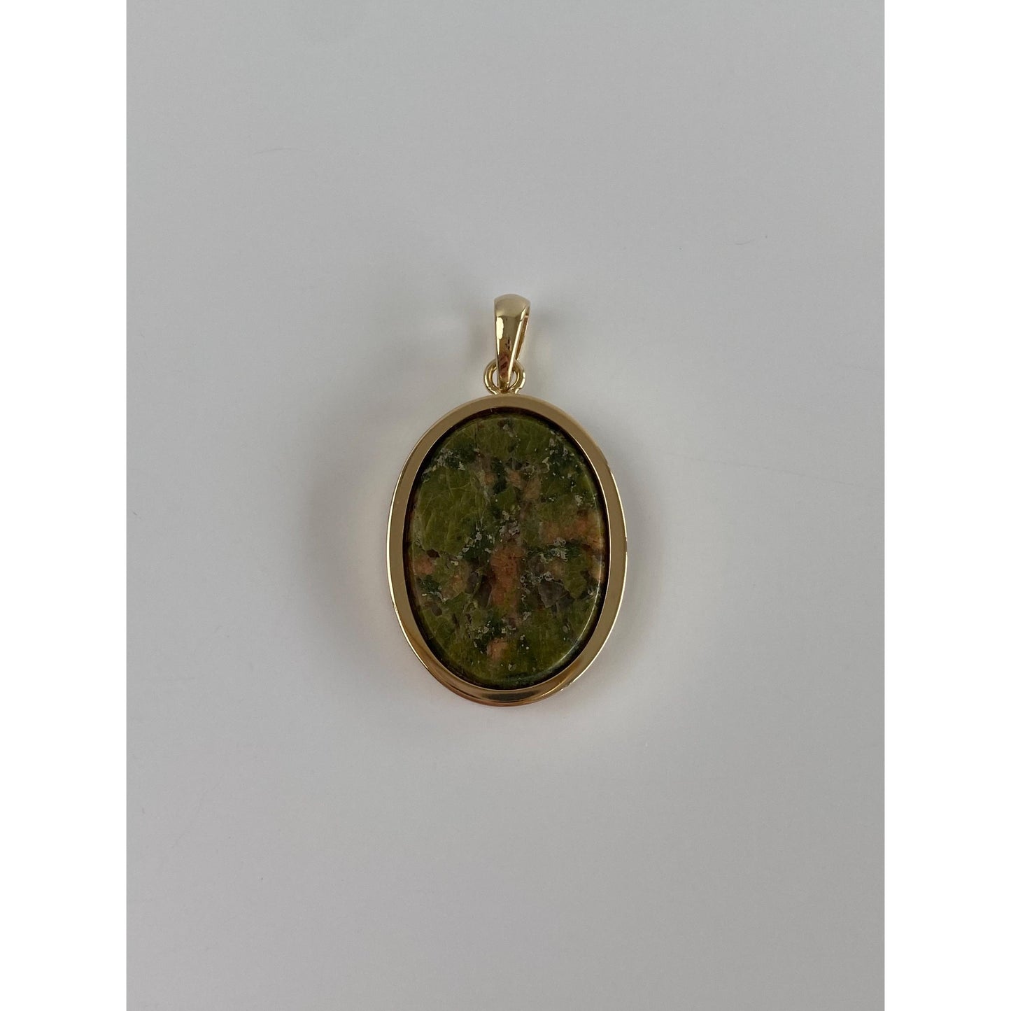 Vintage Solid 14k Yellow Gold Unakite Jasper Cufflink Conversion Charm