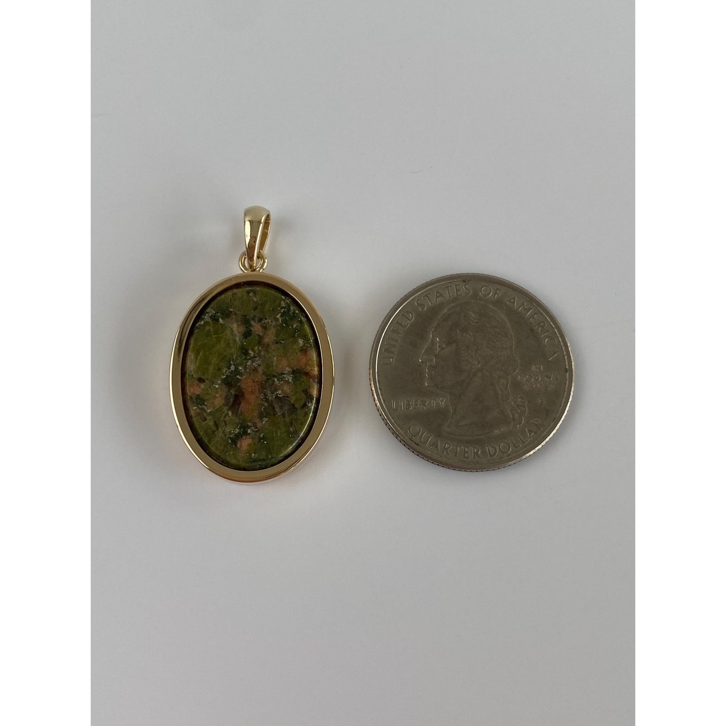 Vintage Solid 14k Yellow Gold Unakite Jasper Cufflink Conversion Charm