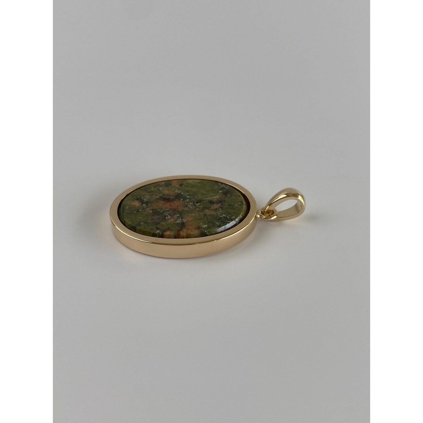 Vintage Solid 14k Yellow Gold Unakite Jasper Cufflink Conversion Charm