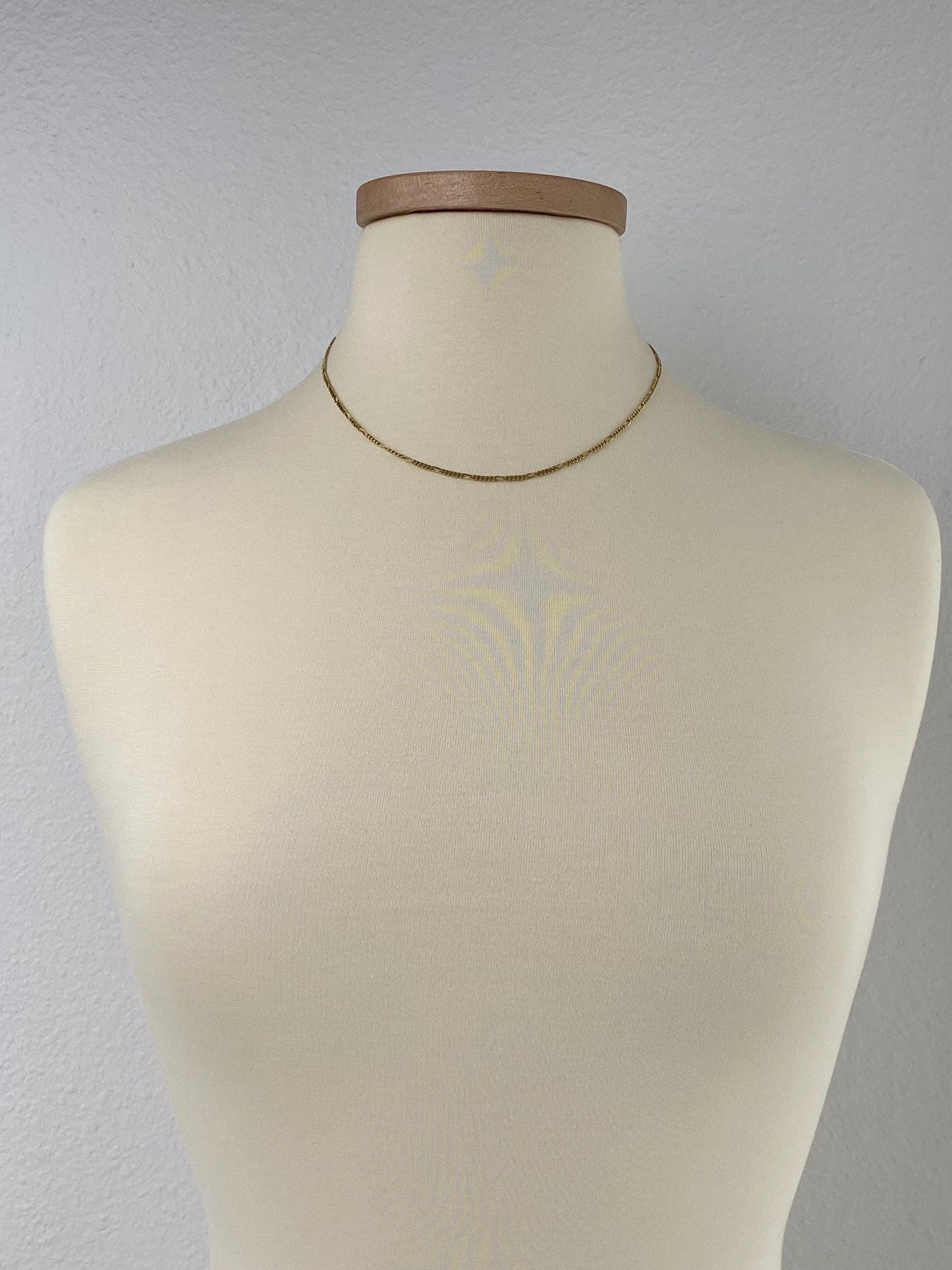 Vintage Solid 14k Yellow Gold Figaro Chain Necklace - 17.75 inches