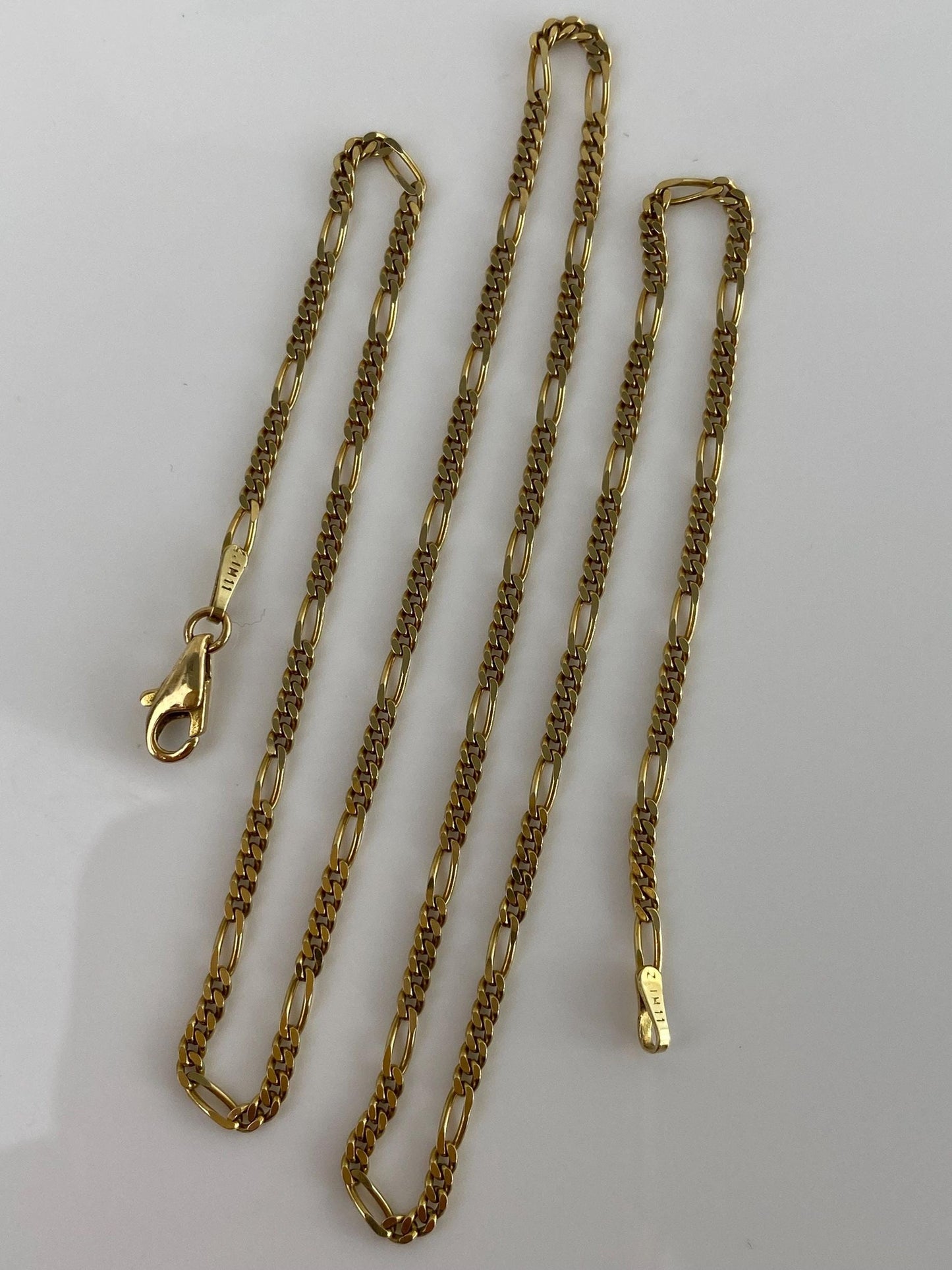 Vintage Solid 14k Yellow Gold Figaro Chain Necklace - 17.75 inches