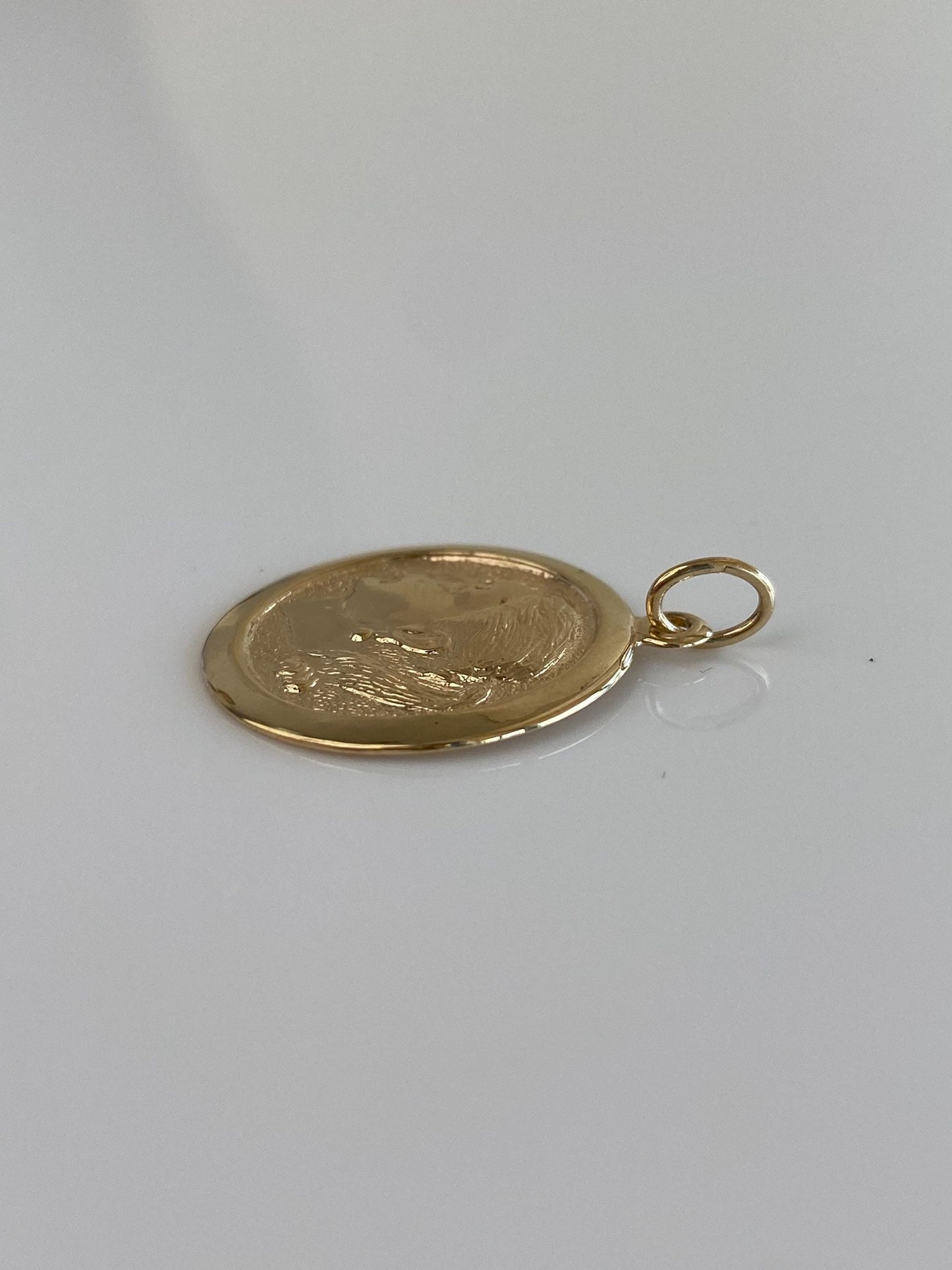 Vintage Solid 14k Yellow Gold Girl Side Profile Cameo Charm