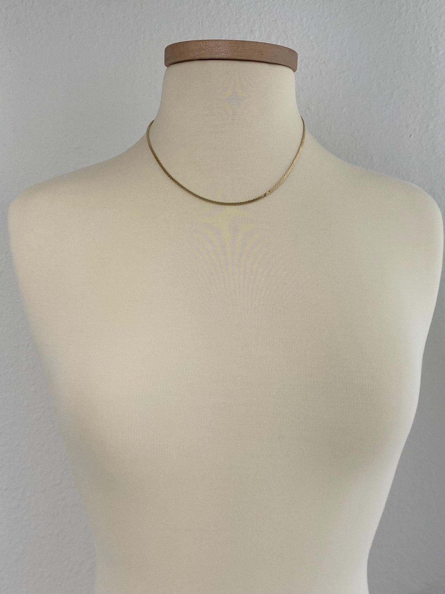 Vintage Solid 14k Yellow Gold Chunky Serpentine Chain Necklace - 18 inches