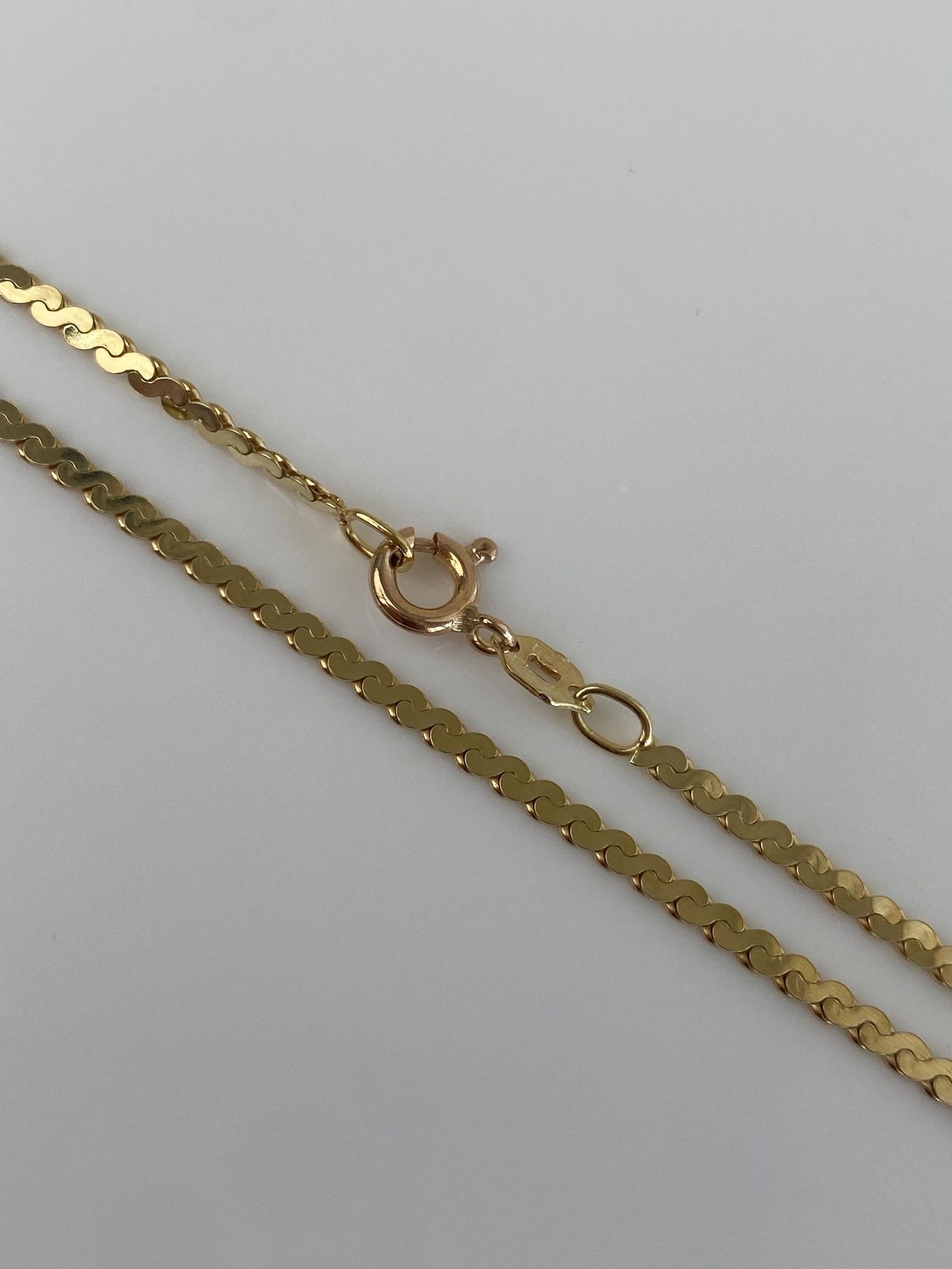 Vintage Solid 14k Yellow Gold Chunky Serpentine Chain Necklace - 18 inches