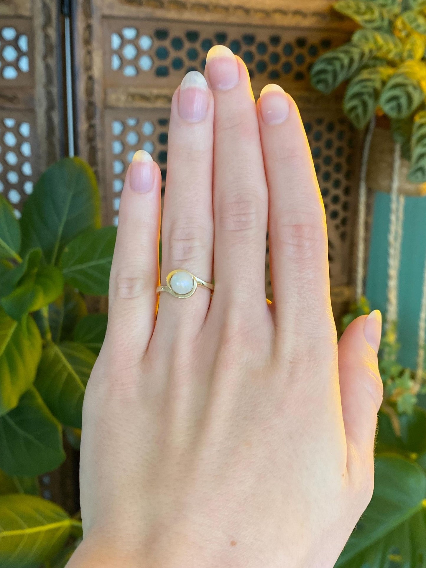 Vintage Solid 14k Yellow Gold Pearl Twist Ring - Size 5.25