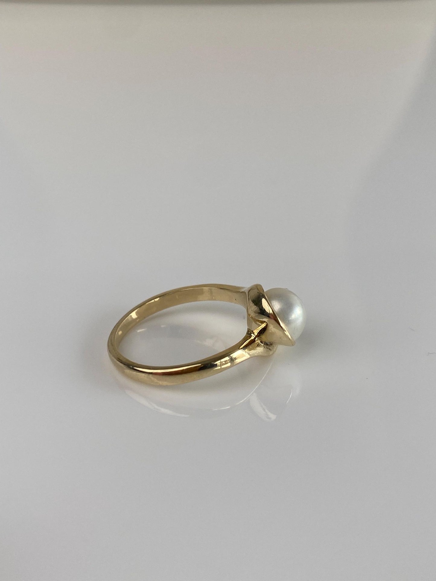 Vintage Solid 14k Yellow Gold Pearl Twist Ring - Size 5.25