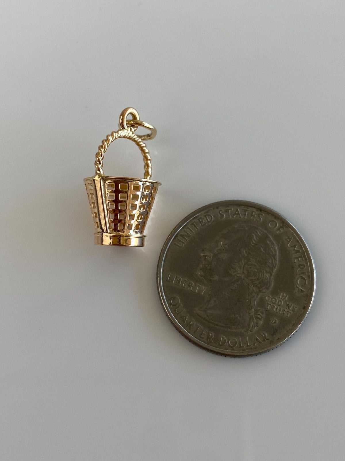 Vintage Solid 18k Yellow Gold Open Work Basket Charm