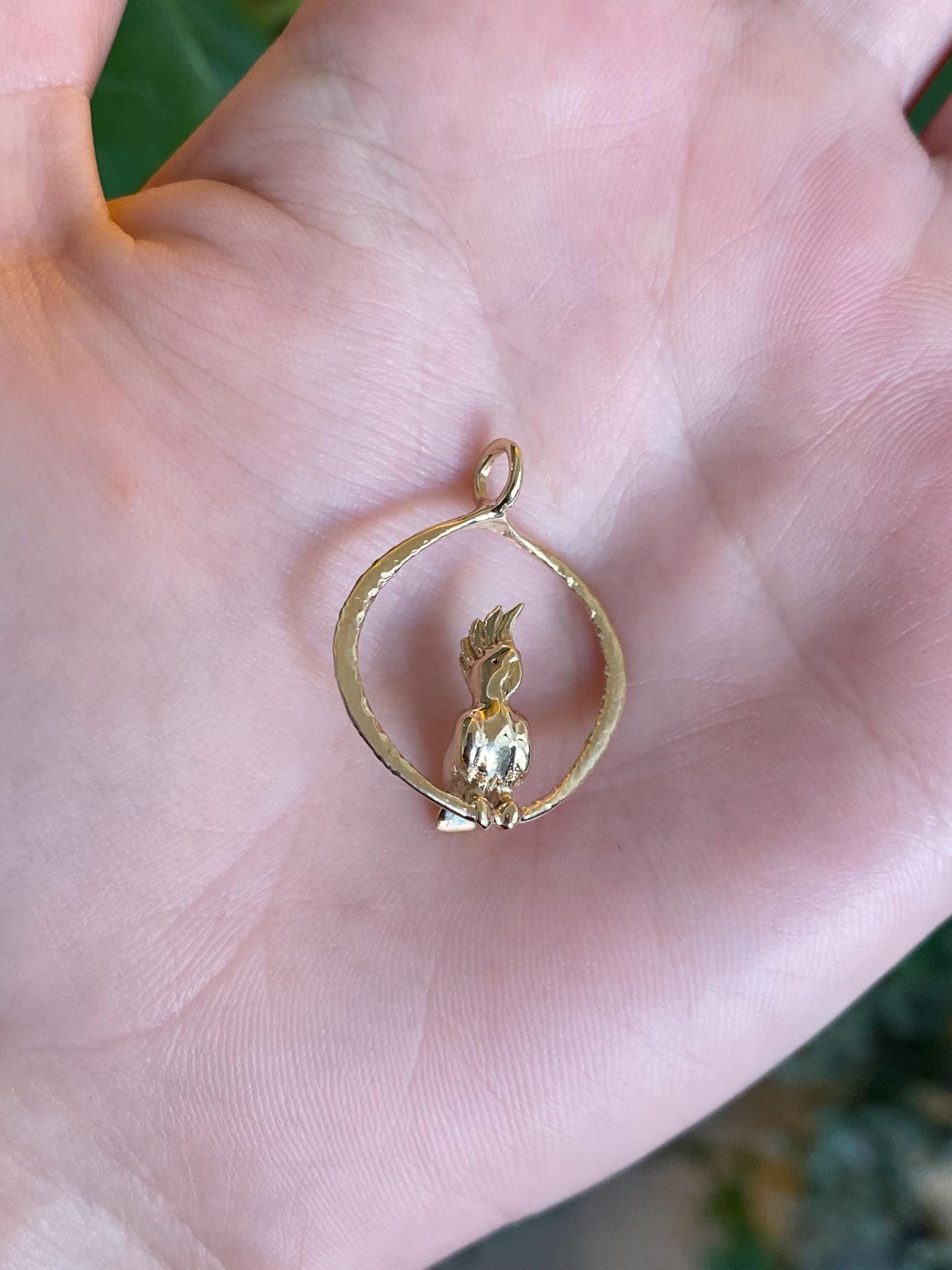 Vintage Solid 14k Yellow Gold Cockatoo Bird Charm