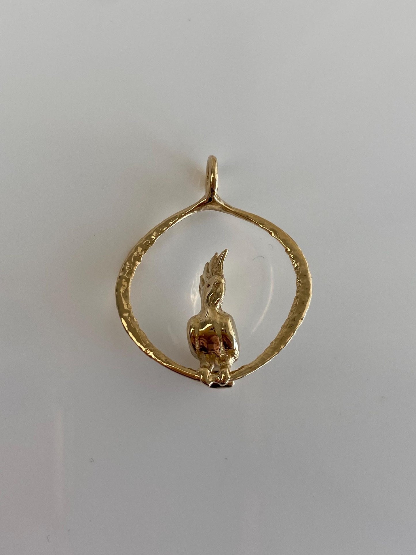 Vintage Solid 14k Yellow Gold Cockatoo Bird Charm