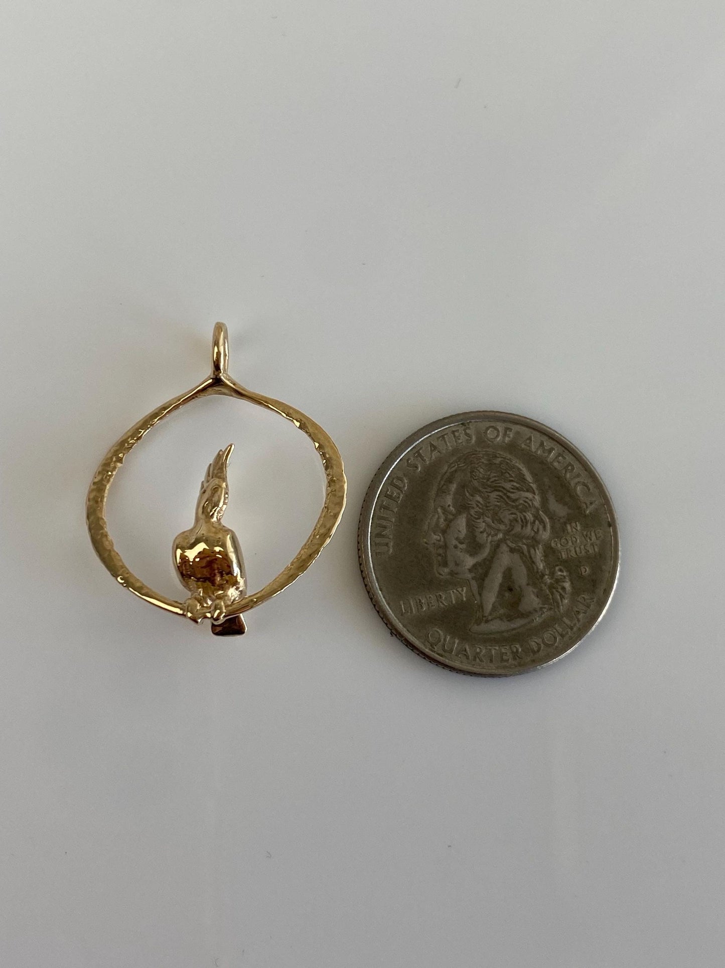 Vintage Solid 14k Yellow Gold Cockatoo Bird Charm