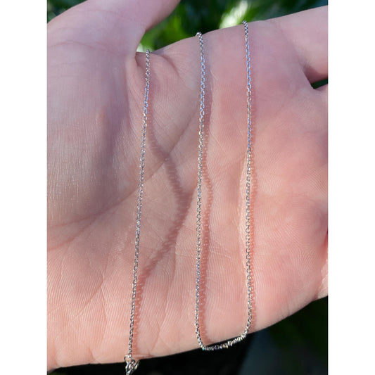 Vintage Solid 14k White Gold Tight Biker Link Chain Necklace - 16.25 inches