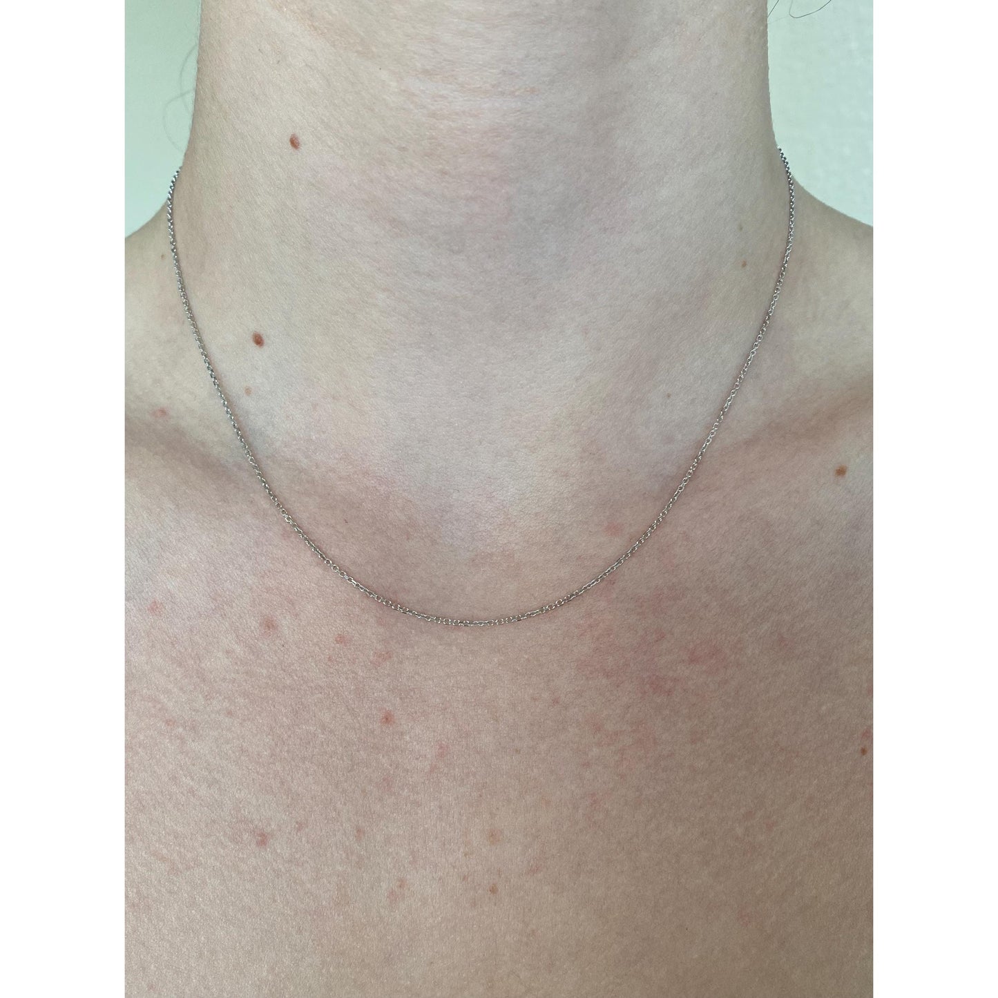 Vintage Solid 14k White Gold Tight Biker Link Chain Necklace - 16.25 inches