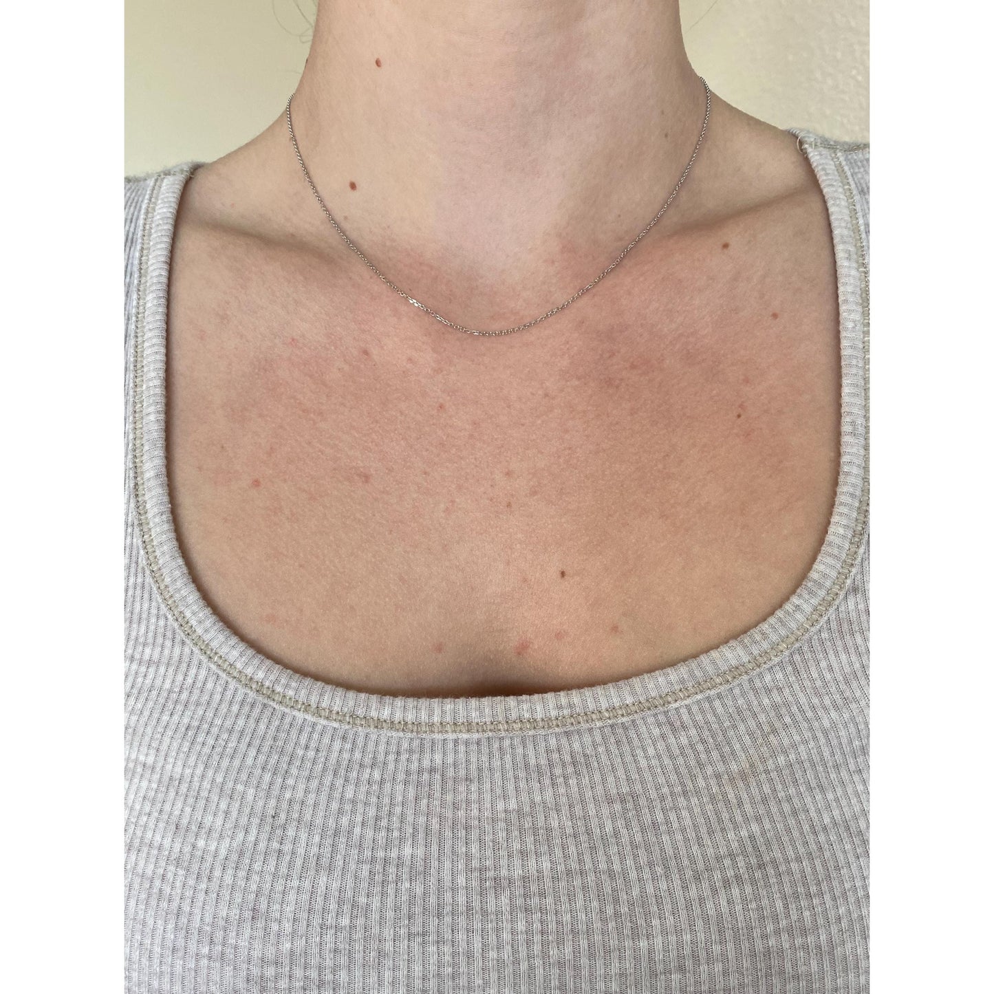 Vintage Solid 14k White Gold Tight Biker Link Chain Necklace - 16.25 inches