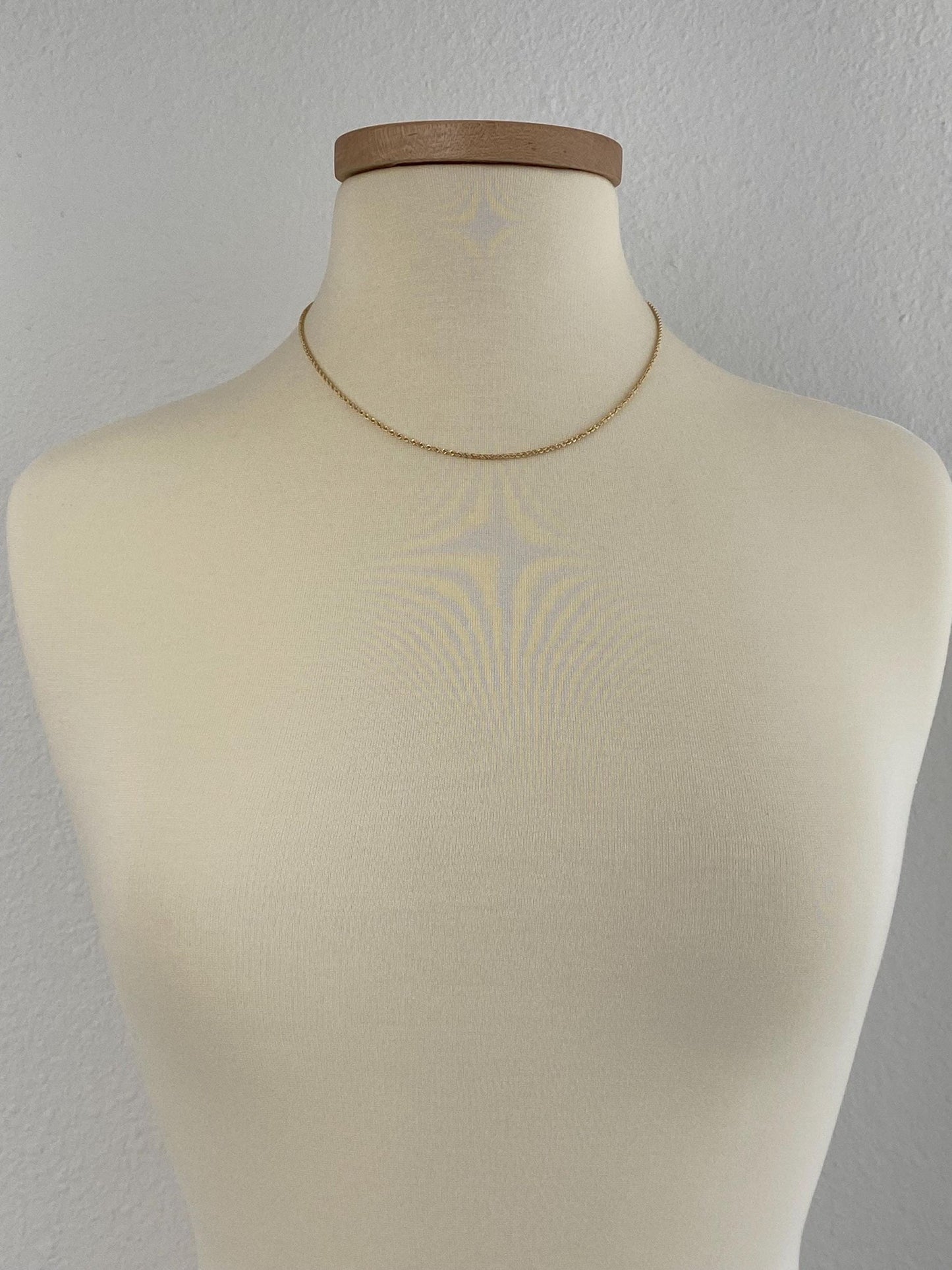 Vintage Solid 14k Yellow Gold Dainty Rope Chain Necklace - 18 inches