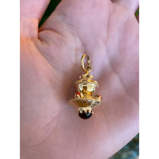 Vintage 18k Yellow Gold Colored Cubic Zirconia Charm