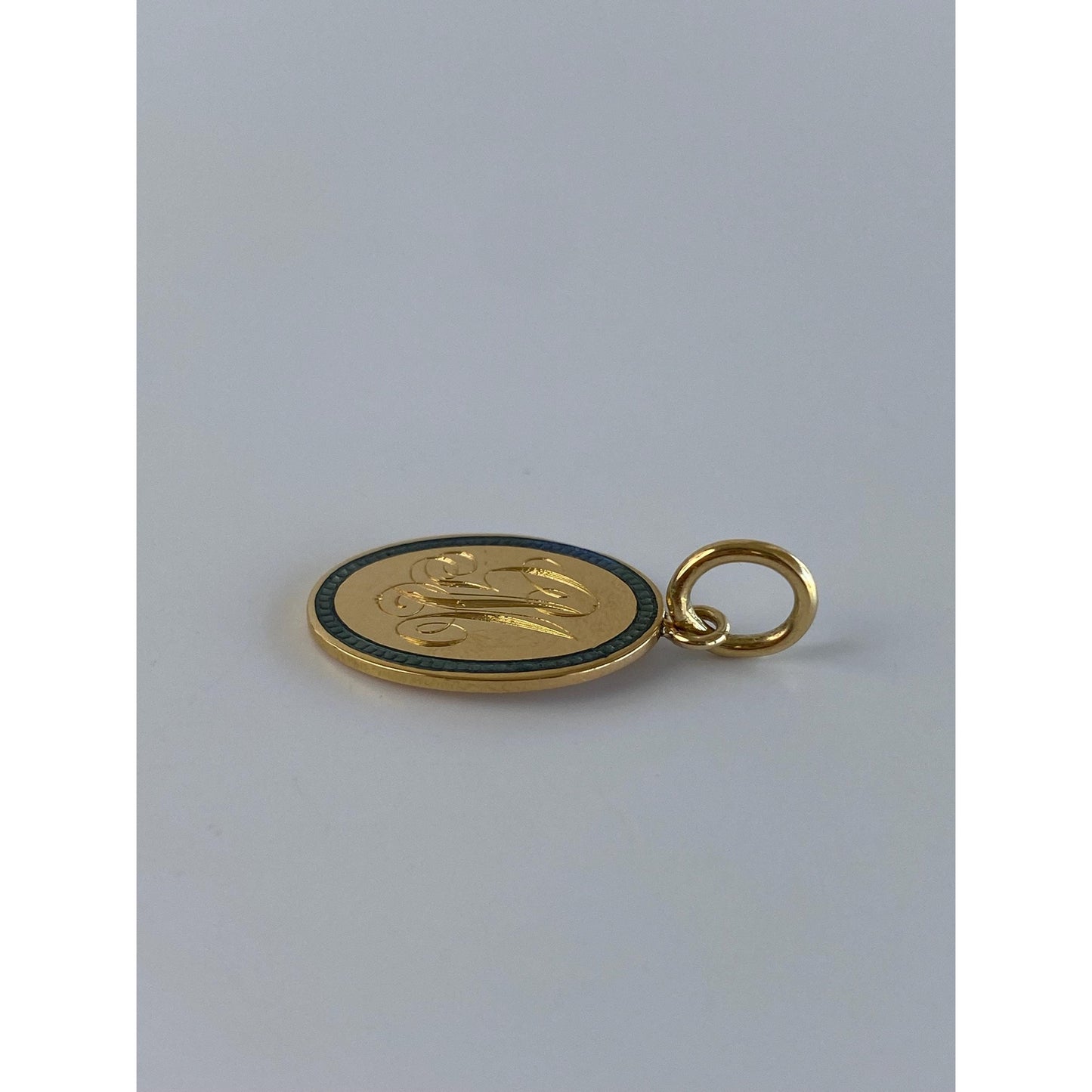 Vintage Solid 18k Yellow Gold Enamel Monogram 'GM' Cufflink Conversion Charm