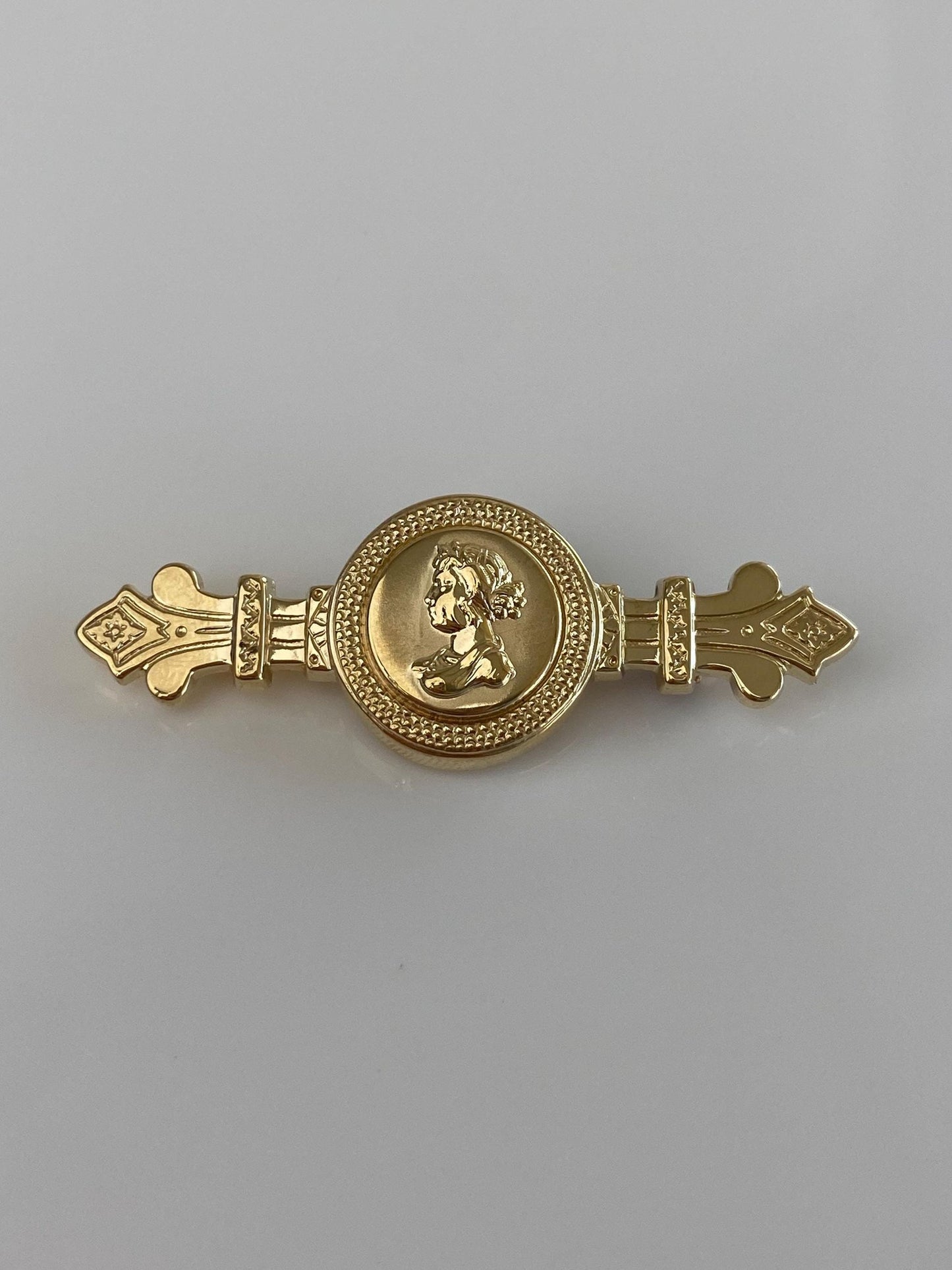 Vintage Solid 10k Yellow Gold Lady Brooch Pin