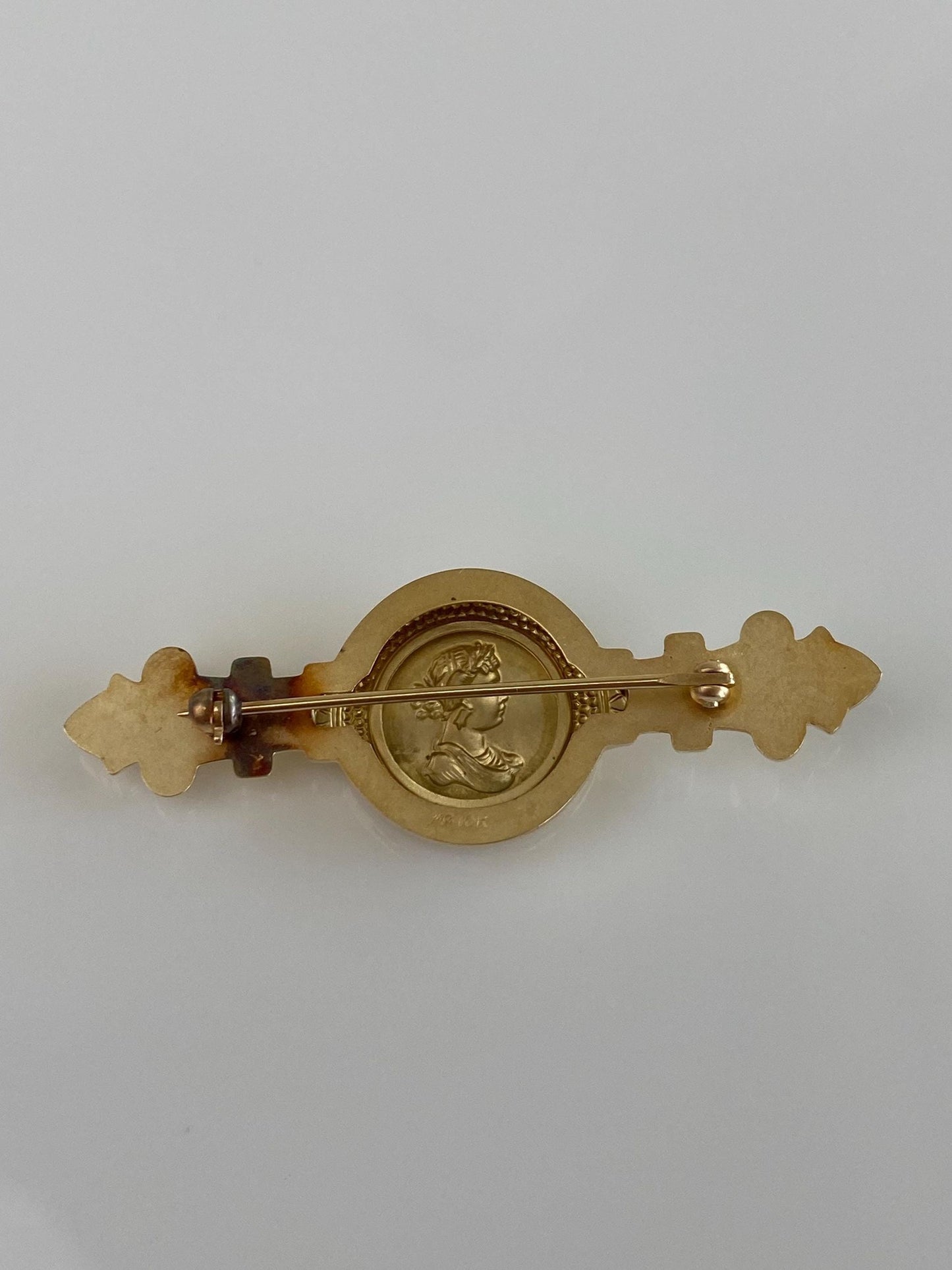 Vintage Solid 10k Yellow Gold Lady Brooch Pin