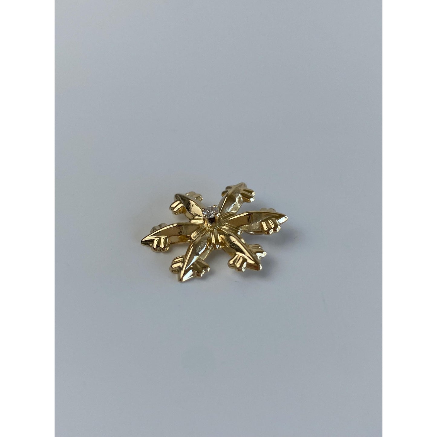 Vintage 14k Yellow Gold Diamond Snowflake Charm
