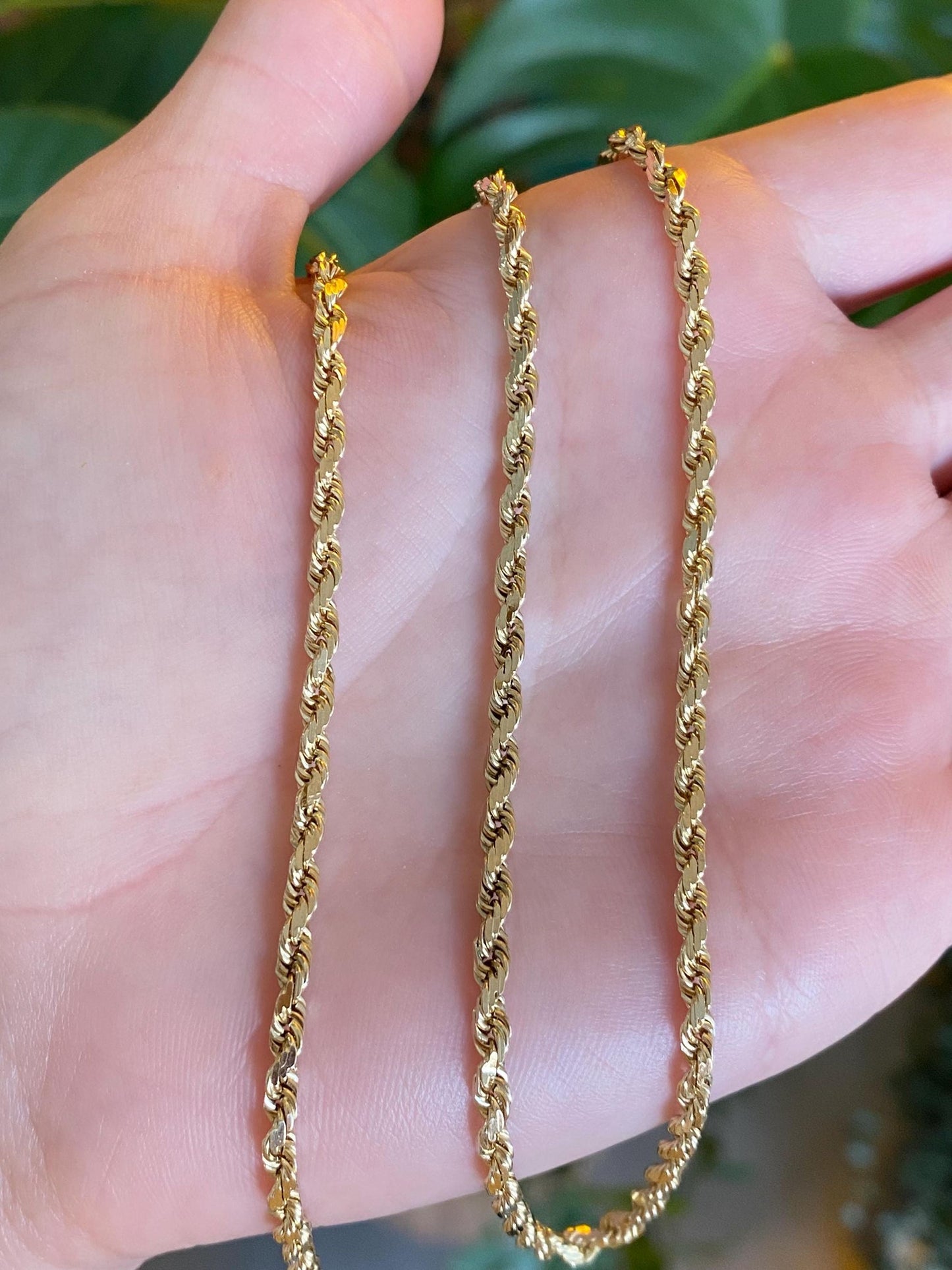 Vintage Solid 14k Yellow Gold Rope Chain Necklace - 24.5 inches